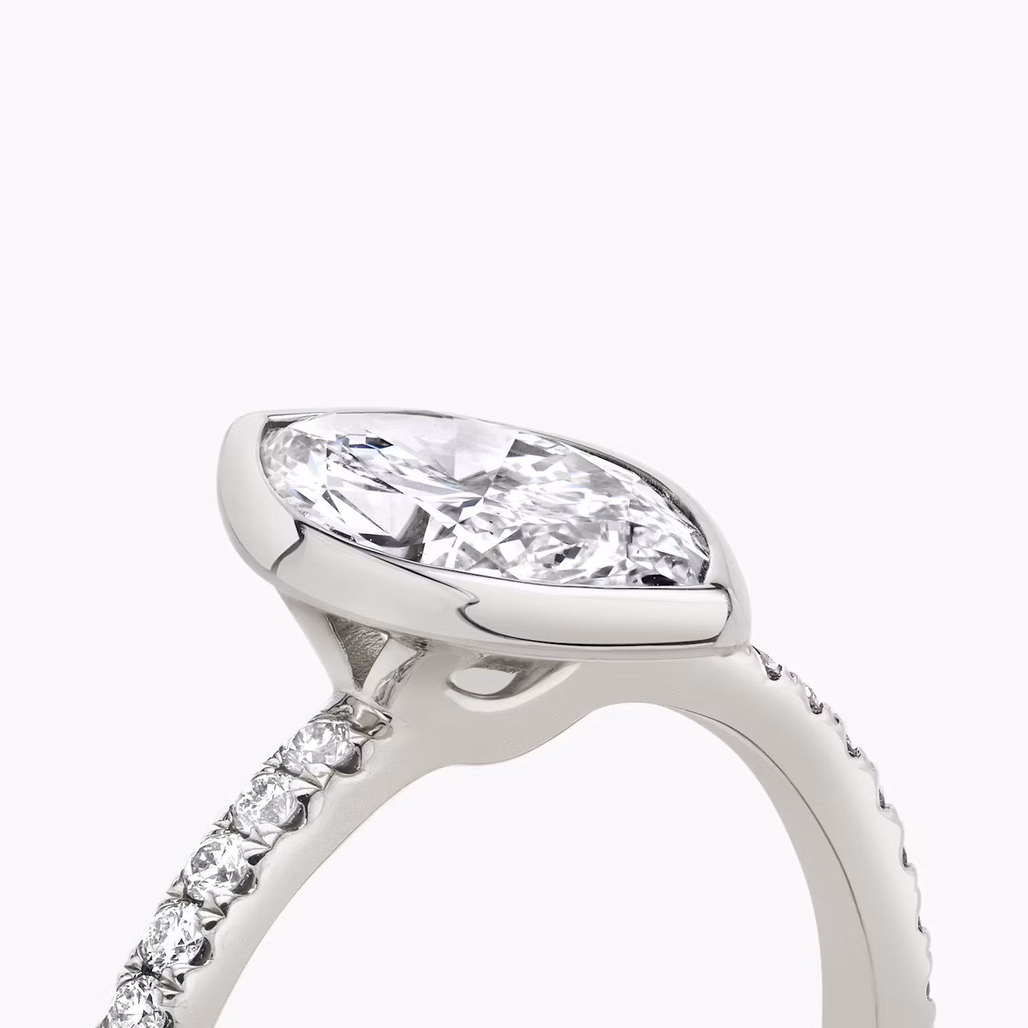 The Signature Bezel | Marquise | 18k | White Gold | bandAccent: Pavé | diamondOrientation: vertical | caratWeight: other