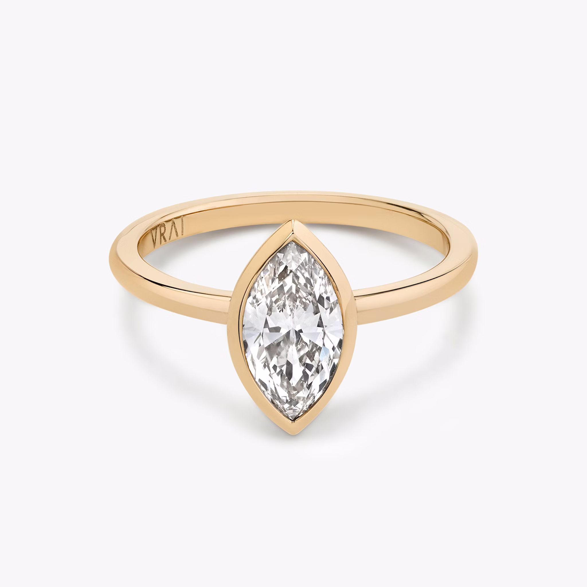The Signature Bezel | Marquise | 14k | Rose Gold | bandAccent: Plain | diamondOrientation: vertical | caratWeight: other