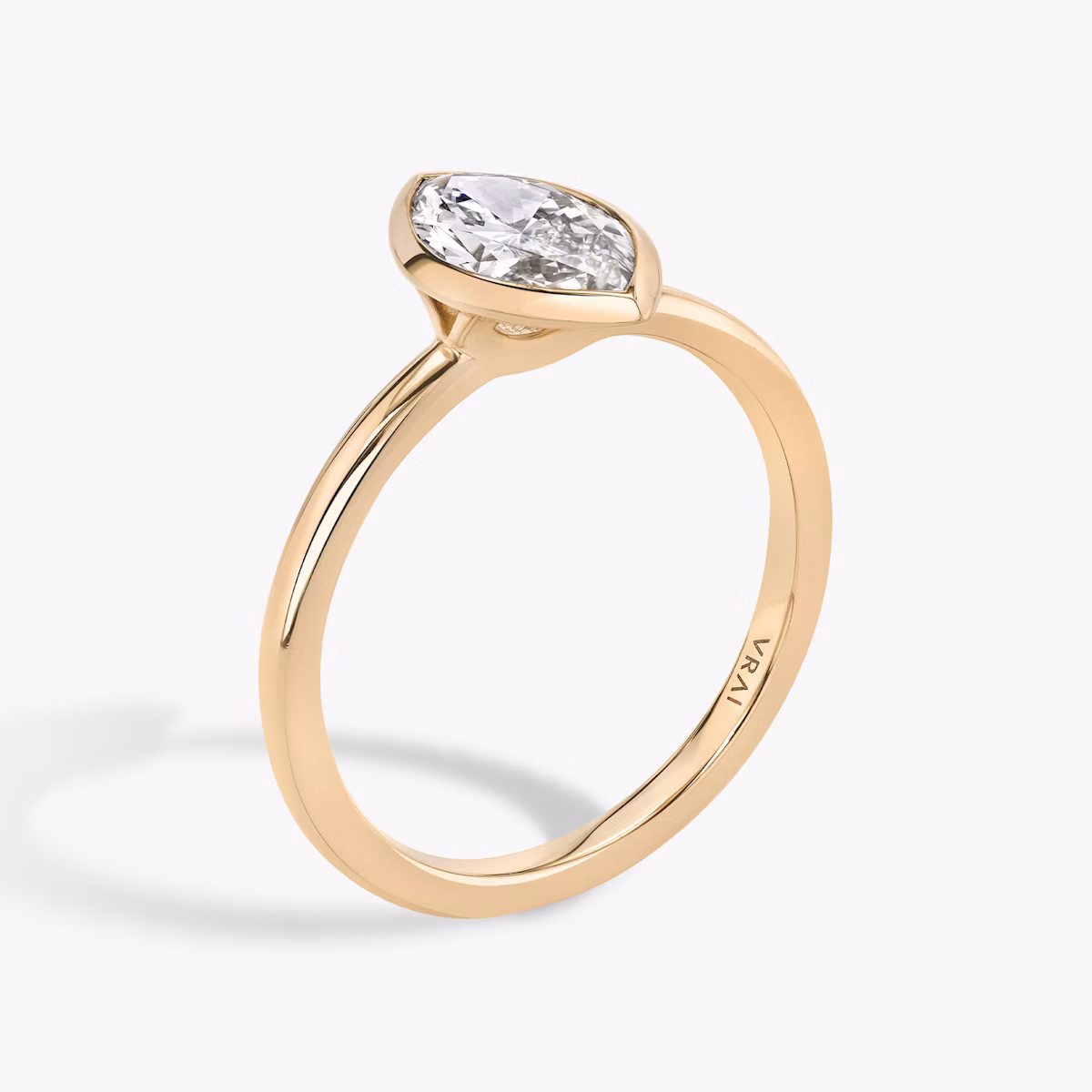 The Signature Bezel | Marquise | 14k | Rose Gold | bandAccent: Plain | diamondOrientation: vertical | caratWeight: other