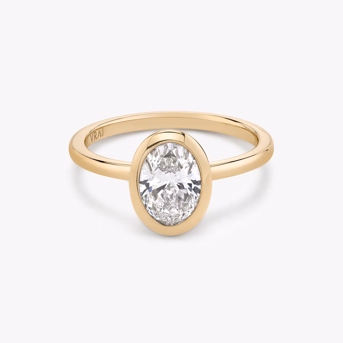 The Signature Bezel | Oval | 14k | Rose Gold | bandAccent: Plain | diamondOrientation: vertical | caratWeight: other