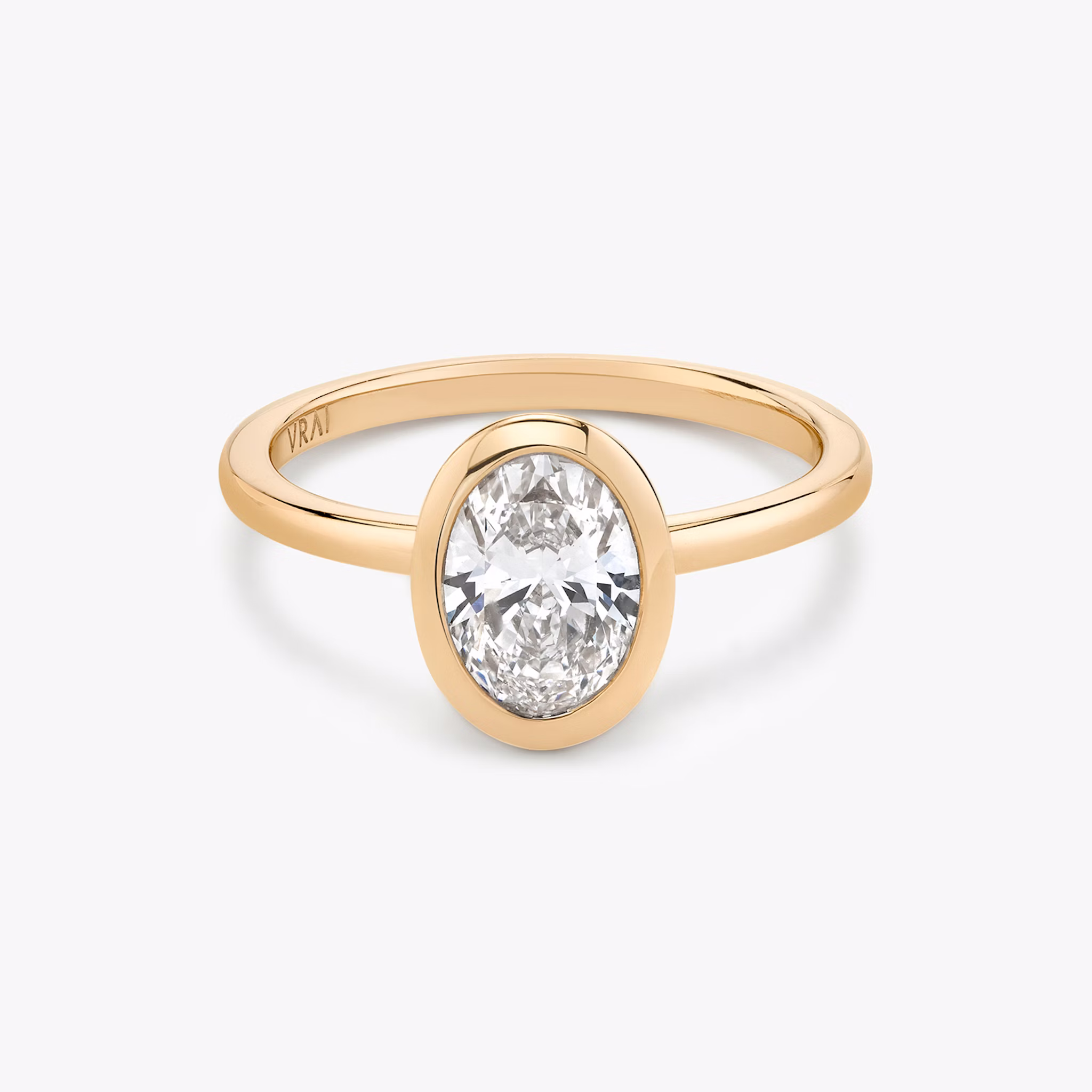 The Signature Bezel | Oval | 14k | Rose Gold | bandAccent: Plain | diamondOrientation: vertical | caratWeight: other