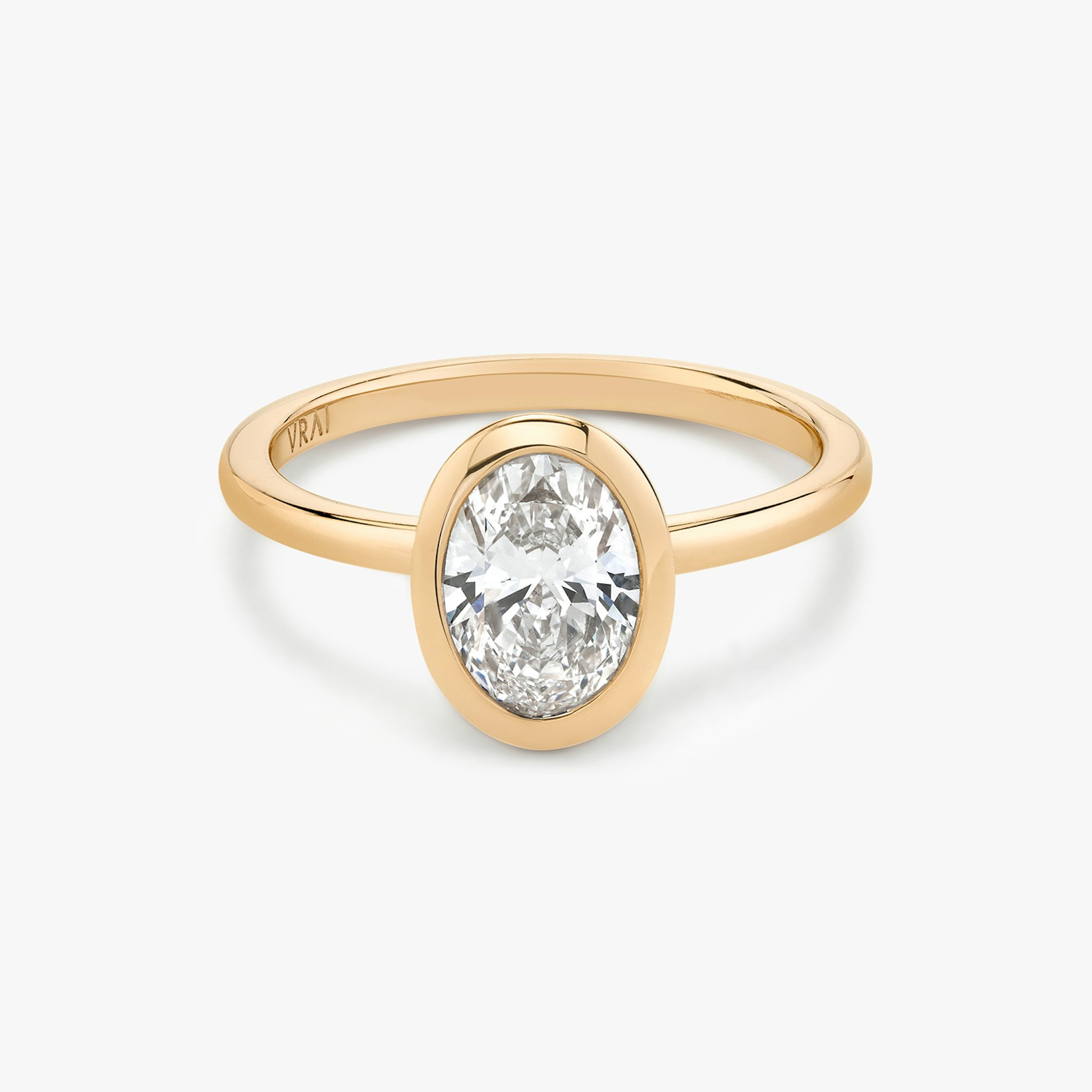 The Signature Bezel | Oval | 14k | Rose Gold | bandAccent: Plain | diamondOrientation: vertical | caratWeight: other