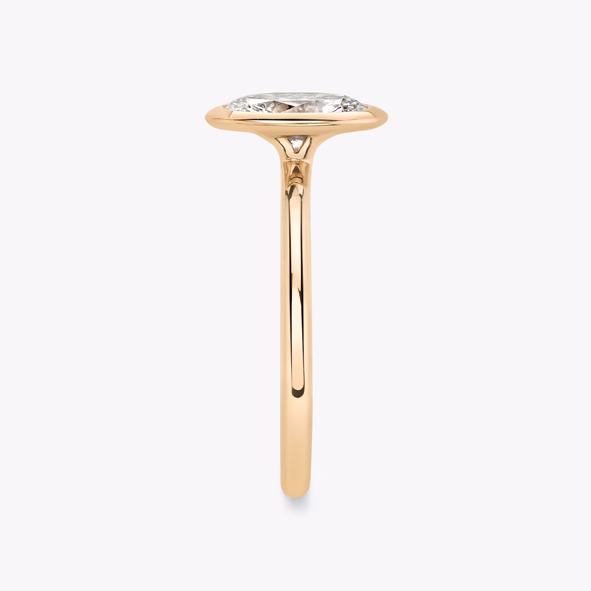 The Signature Bezel | Oval | 14k | Rose Gold | bandAccent: Plain | diamondOrientation: vertical | caratWeight: other