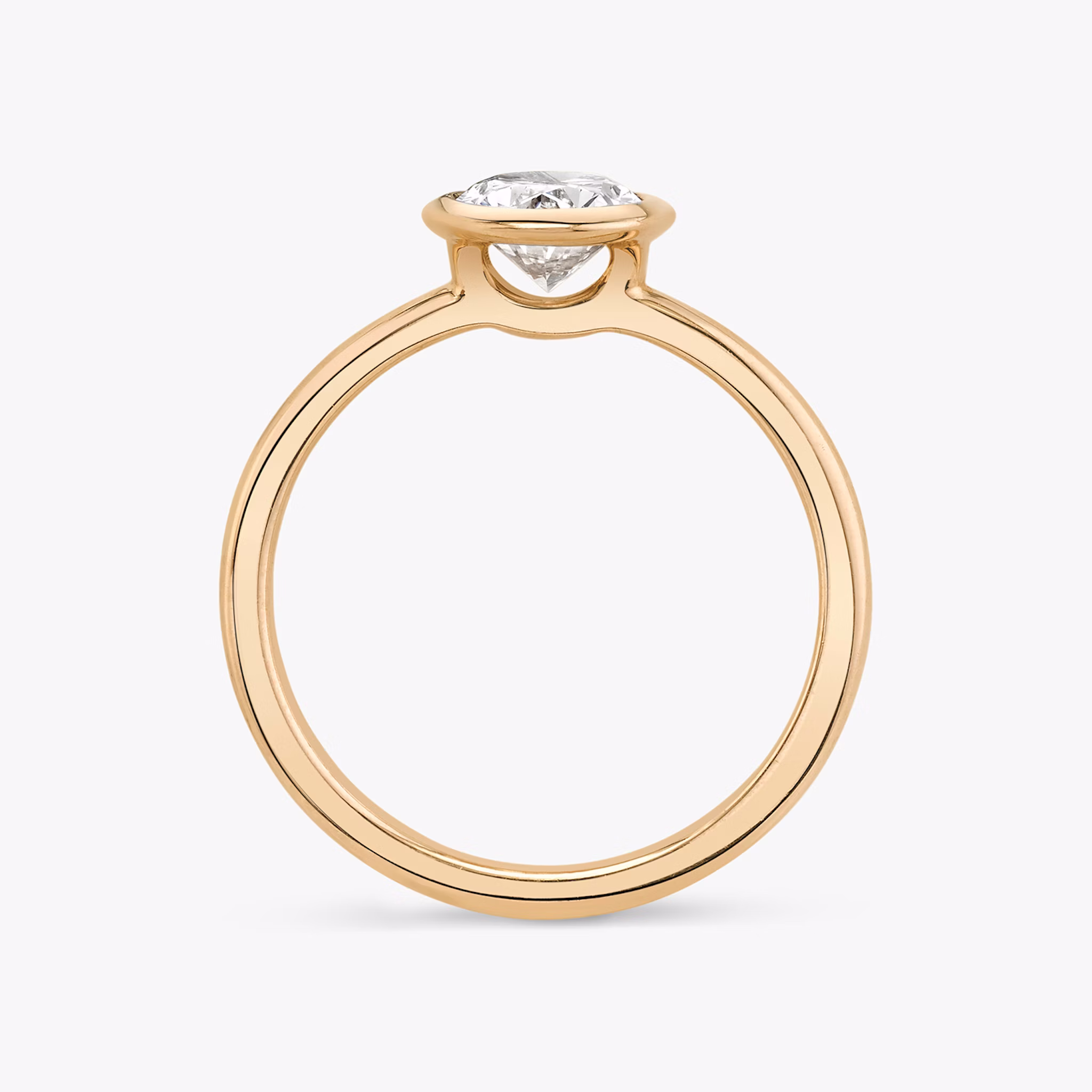 The Signature Bezel | Oval | 14k | Rose Gold | bandAccent: Plain | diamondOrientation: vertical | caratWeight: other