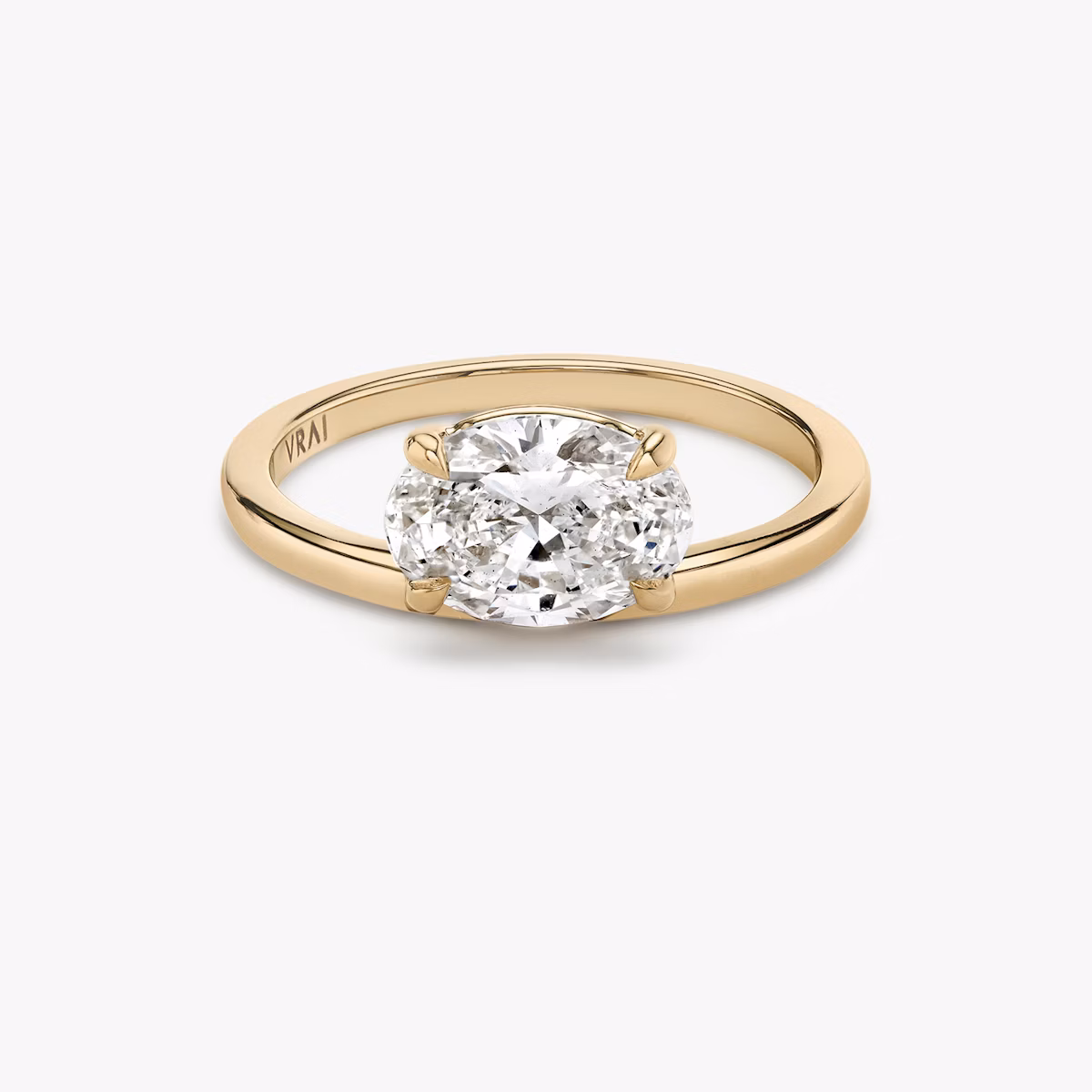 The Hover | Oval | 14k | Rose Gold | bandAccent: Plain | diamondOrientation: vertical | caratWeight: other
