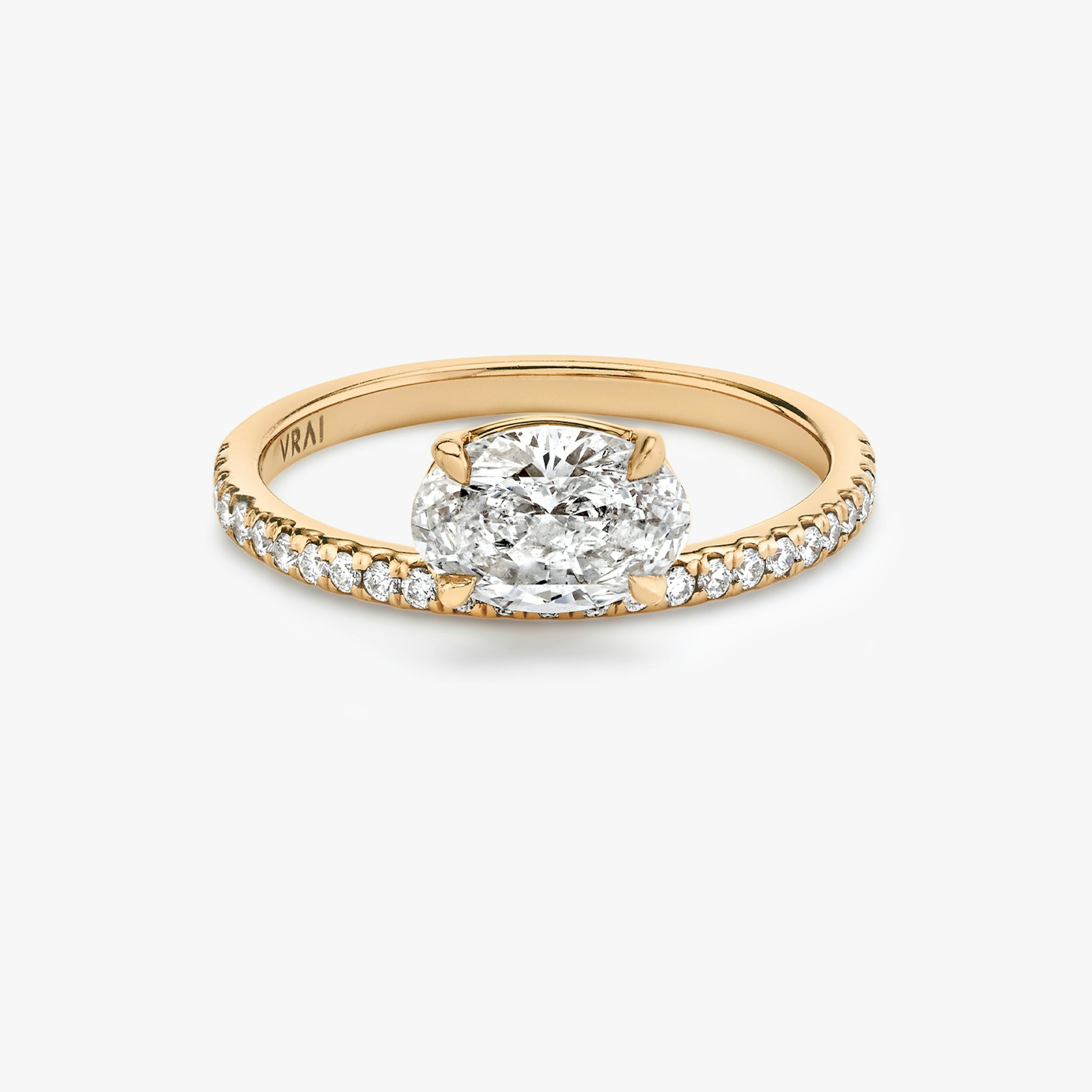 The Hover | Oval | 14k | Rose Gold | bandAccent: Pavé | diamondOrientation: vertical | caratWeight: other
