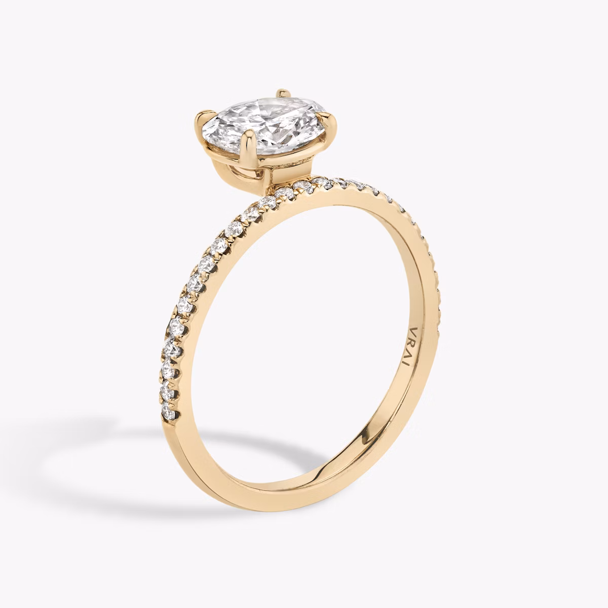 The Hover | Oval | 14k | Rose Gold | bandAccent: Pavé | diamondOrientation: vertical | caratWeight: other