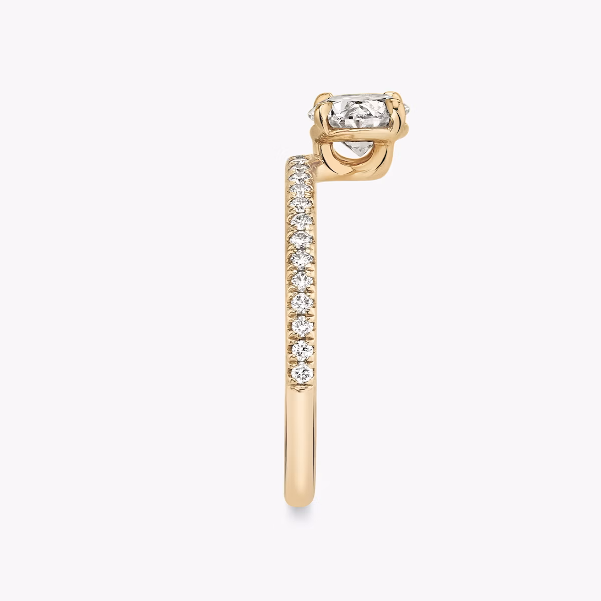 The Hover | Oval | 14k | Rose Gold | bandAccent: Pavé | diamondOrientation: vertical | caratWeight: other