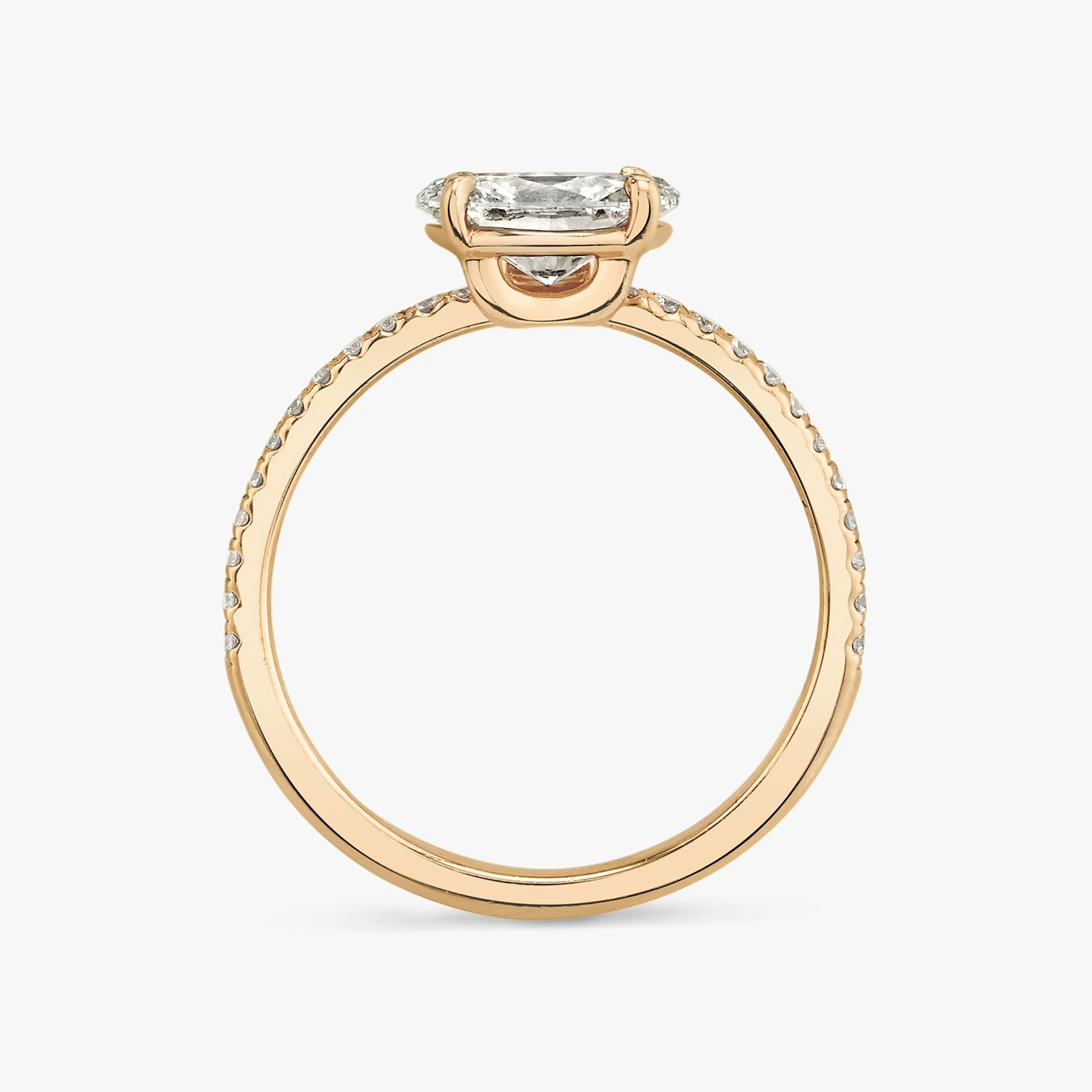 The Hover | Oval | 14k | Rose Gold | bandAccent: Pavé | diamondOrientation: vertical | caratWeight: other