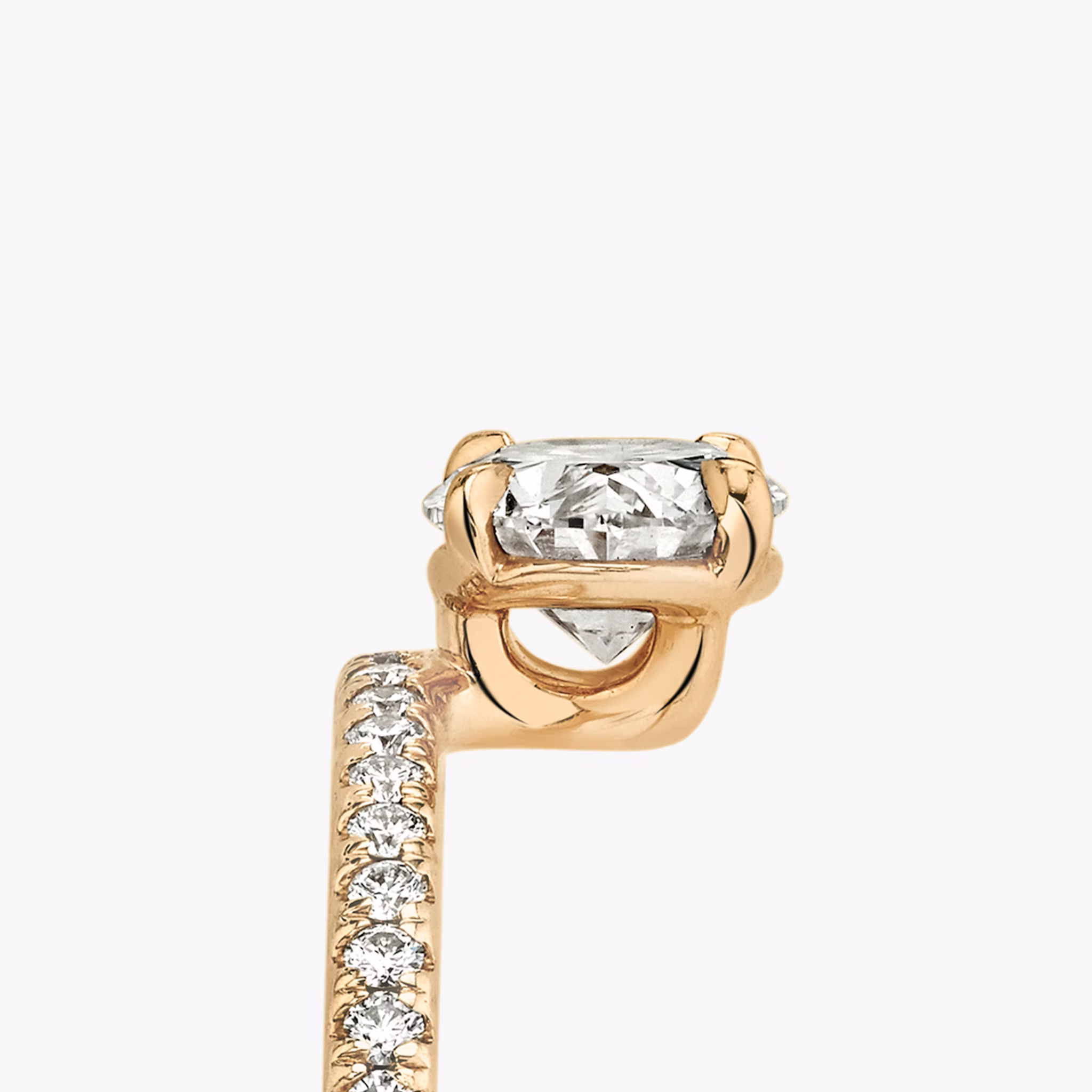 The Hover | Oval | 14k | Rose Gold | bandAccent: Pavé | diamondOrientation: vertical | caratWeight: other