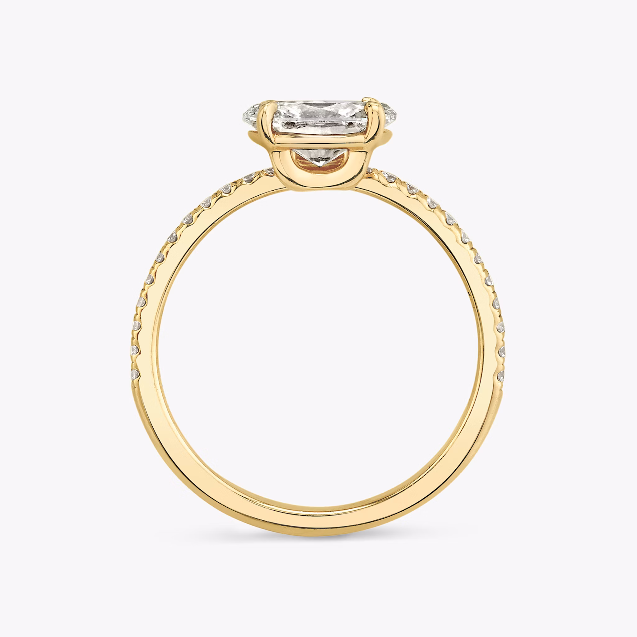 The Hover | Oval | 18k | Yellow Gold | bandAccent: Pavé | diamondOrientation: vertical | caratWeight: other