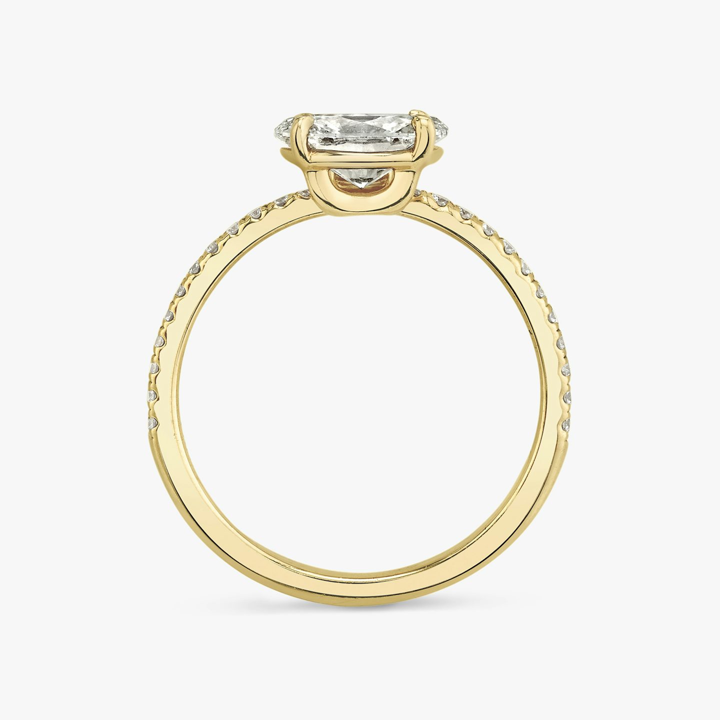 Bague de fiançailles Hover | Ovale | 18k | Or jaune | bandAccent: Pavé | diamondOrientation: vertical | caratWeight: other