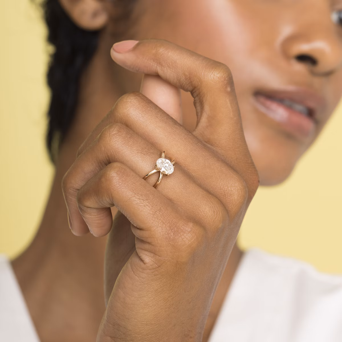 The Duet | Oval | 14k | Rose Gold | bandAccent: Plain | diamondOrientation: vertical | caratWeight: other