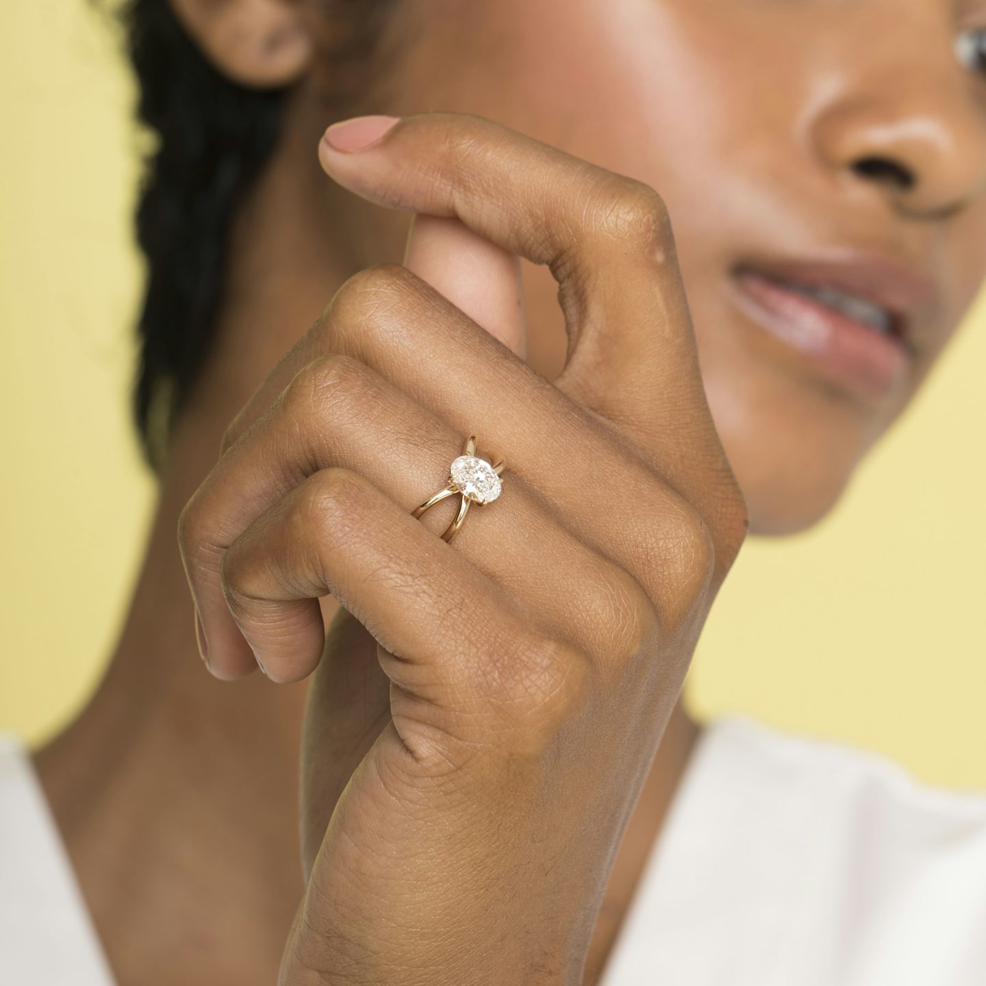 The Duet | Oval | 14k | Rose Gold | bandAccent: Plain | diamondOrientation: vertical | caratWeight: other