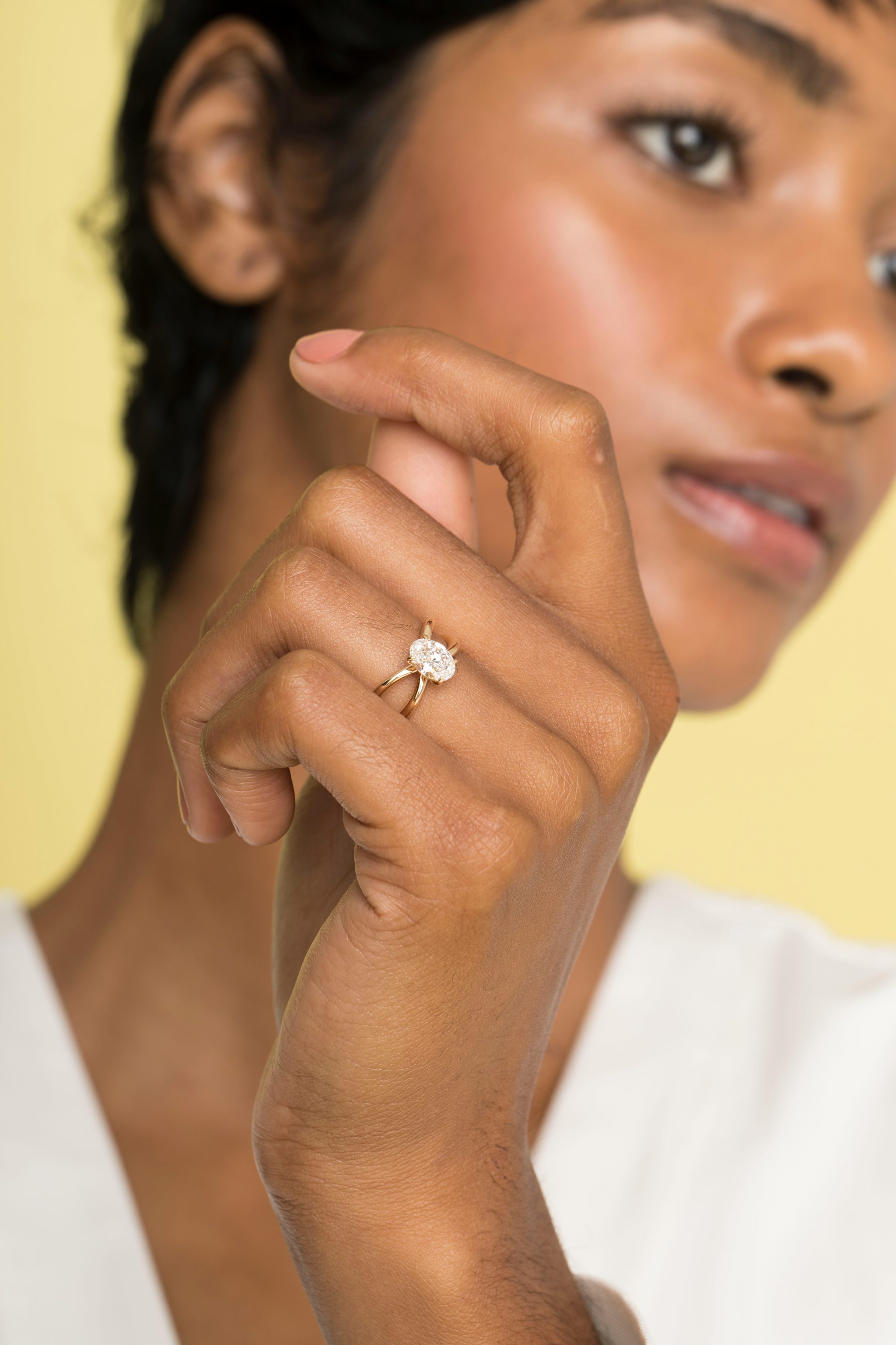 The Duet | Oval | 14k | Rose Gold | bandAccent: Plain | diamondOrientation: vertical | caratWeight: other