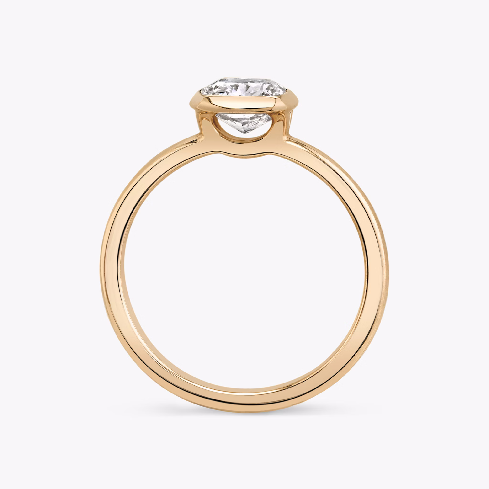 The Signature Bezel | Cushion | 14k | Rose Gold | bandAccent: Plain | diamondOrientation: horizontal | caratWeight: other