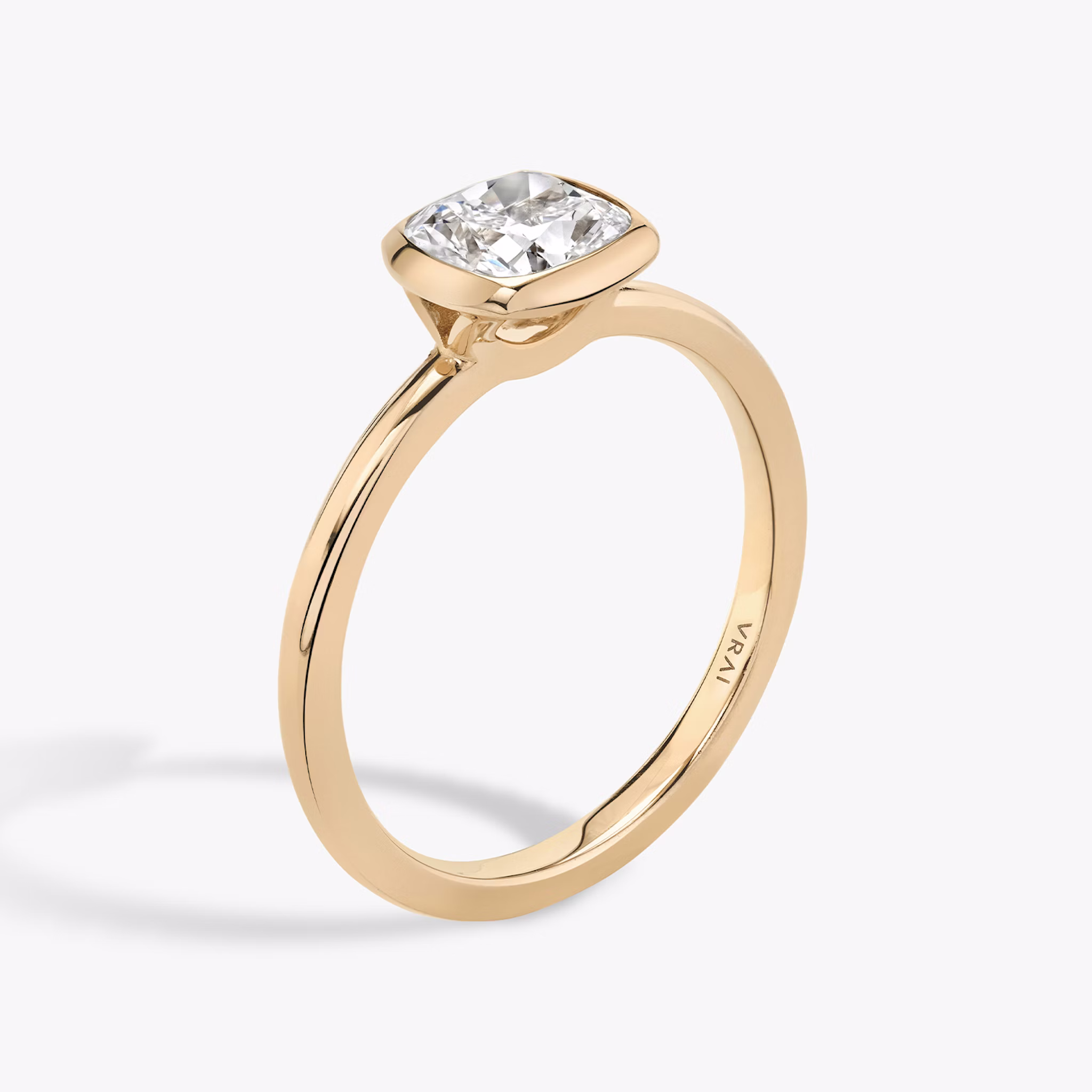 The Signature Bezel | Cushion | 14k | Rose Gold | bandAccent: Plain | diamondOrientation: horizontal | caratWeight: other