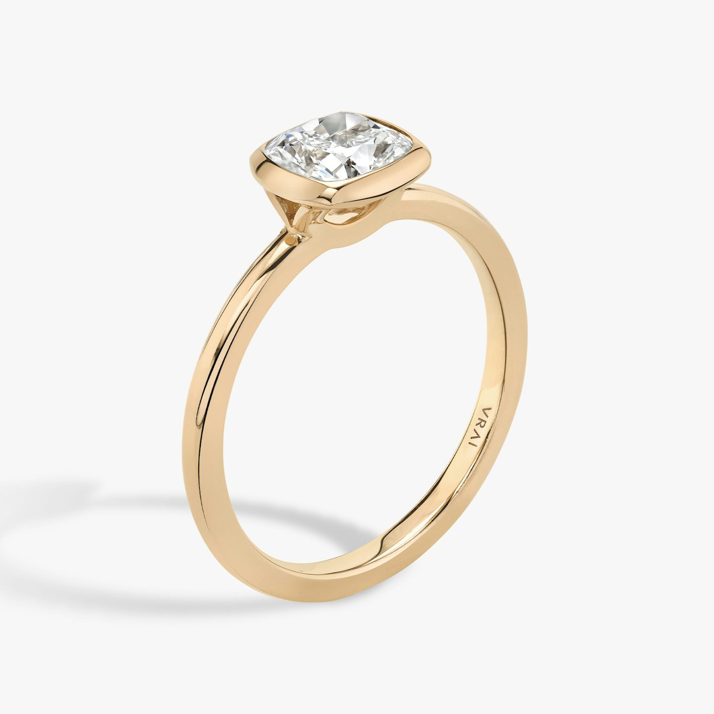 The Signature Bezel | Cushion | 14k | Rose Gold | bandAccent: Plain | diamondOrientation: vertical | caratWeight: other