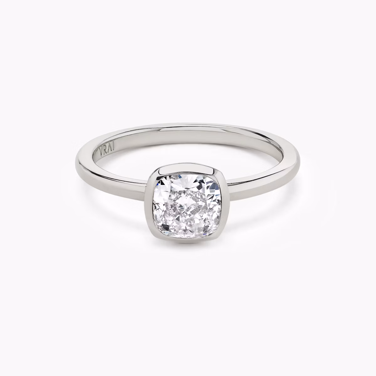The Signature Bezel | Cushion | Platinum | bandAccent: Plain | diamondOrientation: vertical | caratWeight: other