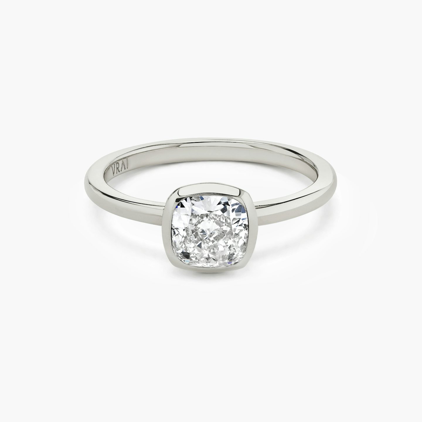 The Signature Bezel | Cushion | Platinum | bandAccent: Plain | diamondOrientation: vertical | caratWeight: other