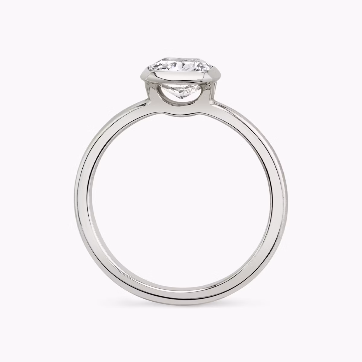 The Signature Bezel | Cushion | Platinum | bandAccent: Plain | diamondOrientation: vertical | caratWeight: other