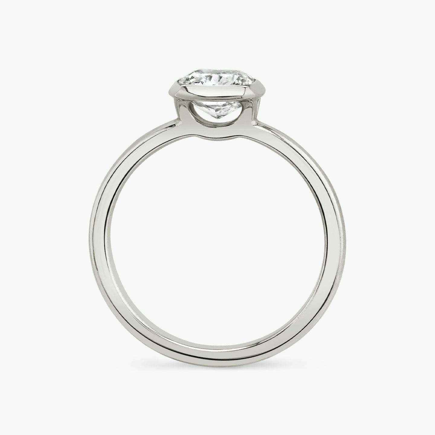 The Signature Bezel | Cushion | Platinum | bandAccent: Plain | diamondOrientation: vertical | caratWeight: other