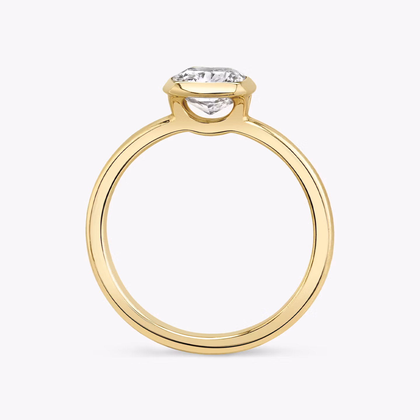 The Signature Bezel | Cushion | 18k | Yellow Gold | bandAccent: Plain | diamondOrientation: horizontal | caratWeight: other