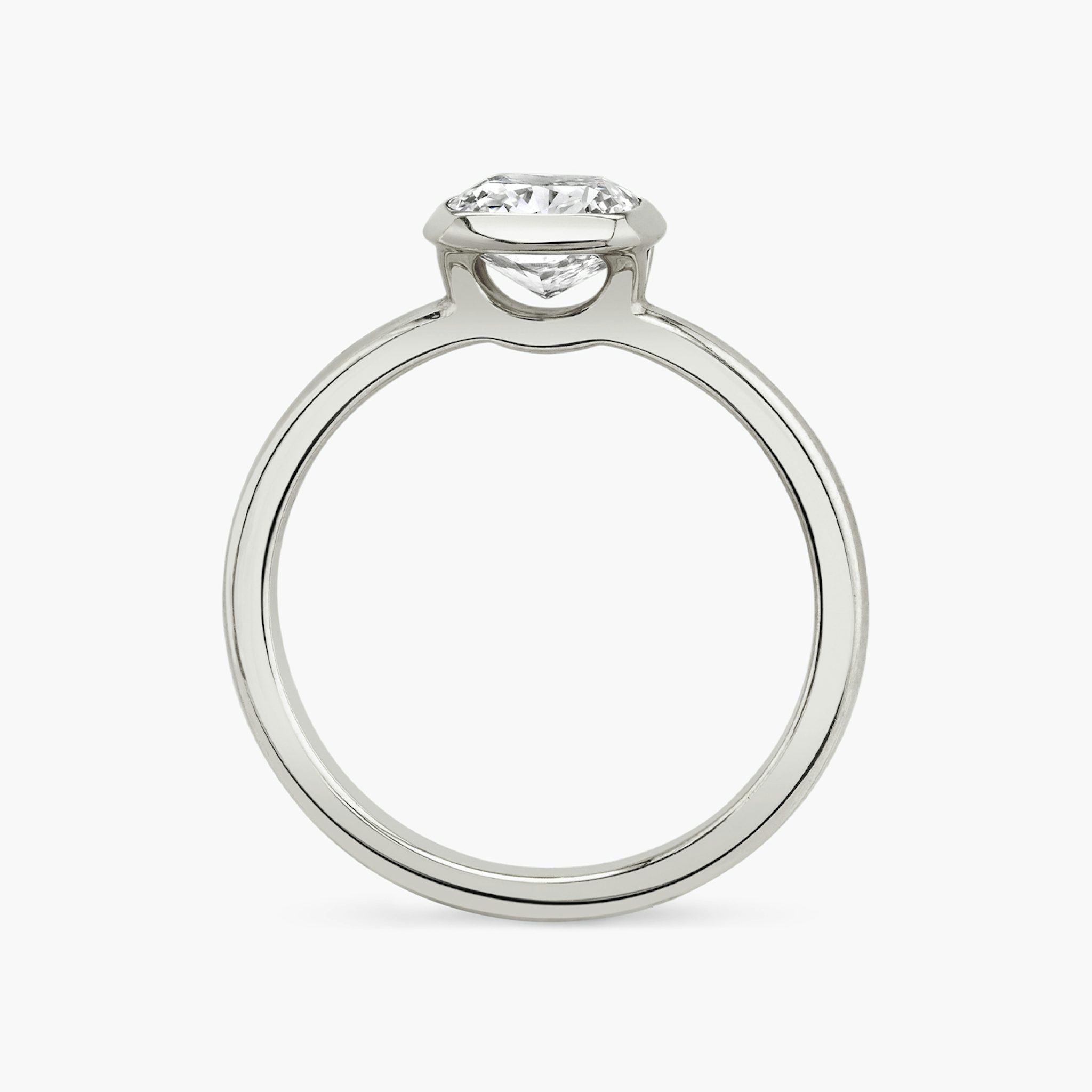 The Signature Bezel | Cushion | 18k | White Gold | bandAccent: Plain | diamondOrientation: vertical | caratWeight: other
