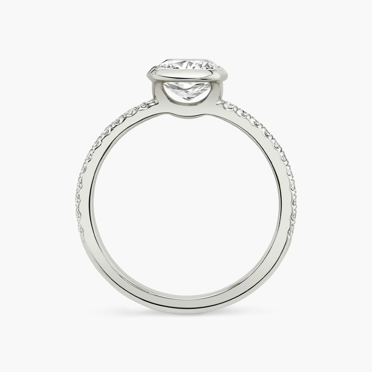 The Signature Bezel | Cushion | 18k | White Gold | bandAccent: Pavé | diamondOrientation: vertical | caratWeight: other