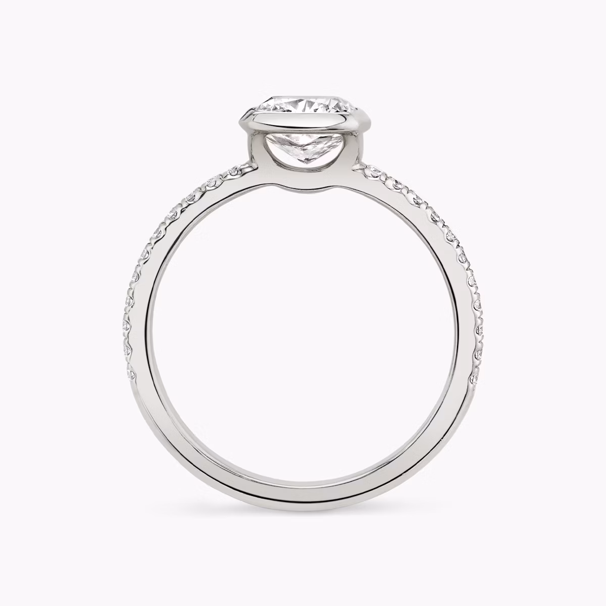 The Signature Bezel | Cushion | Platinum | bandAccent: Pavé | diamondOrientation: vertical | caratWeight: other