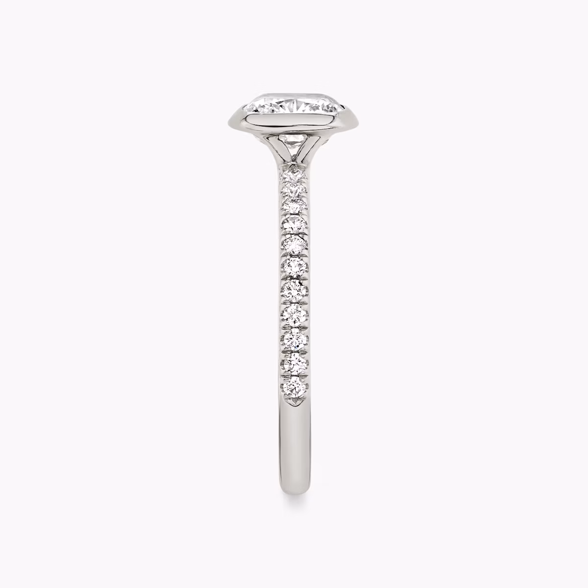 The Signature Bezel | Cushion | Platinum | bandAccent: Pavé | diamondOrientation: vertical | caratWeight: other