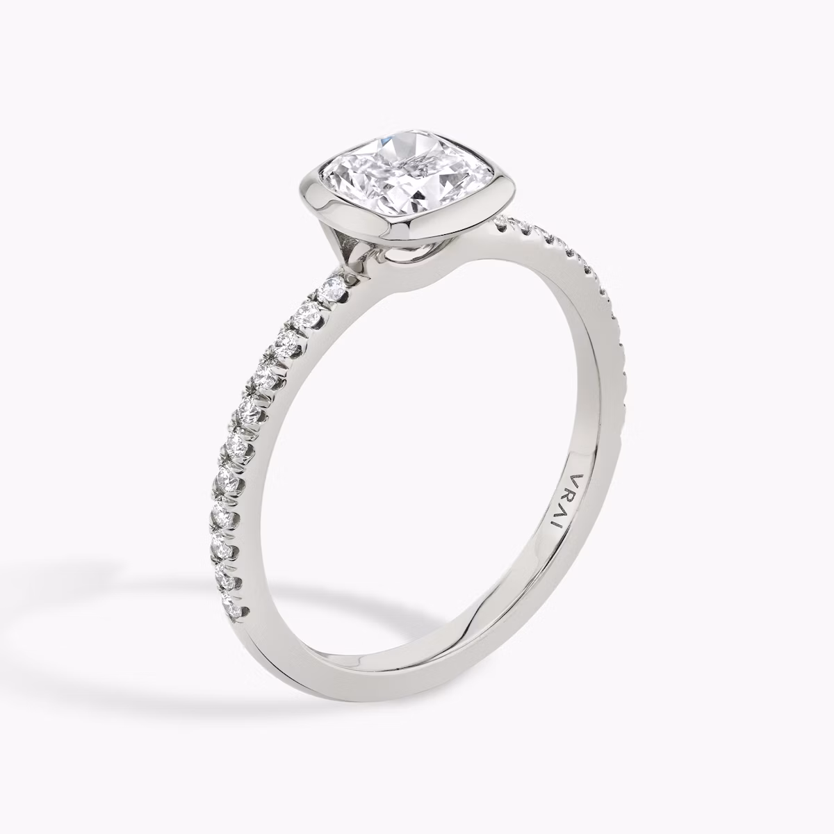 The Signature Bezel | Cushion | Platinum | bandAccent: Pavé | diamondOrientation: vertical | caratWeight: other