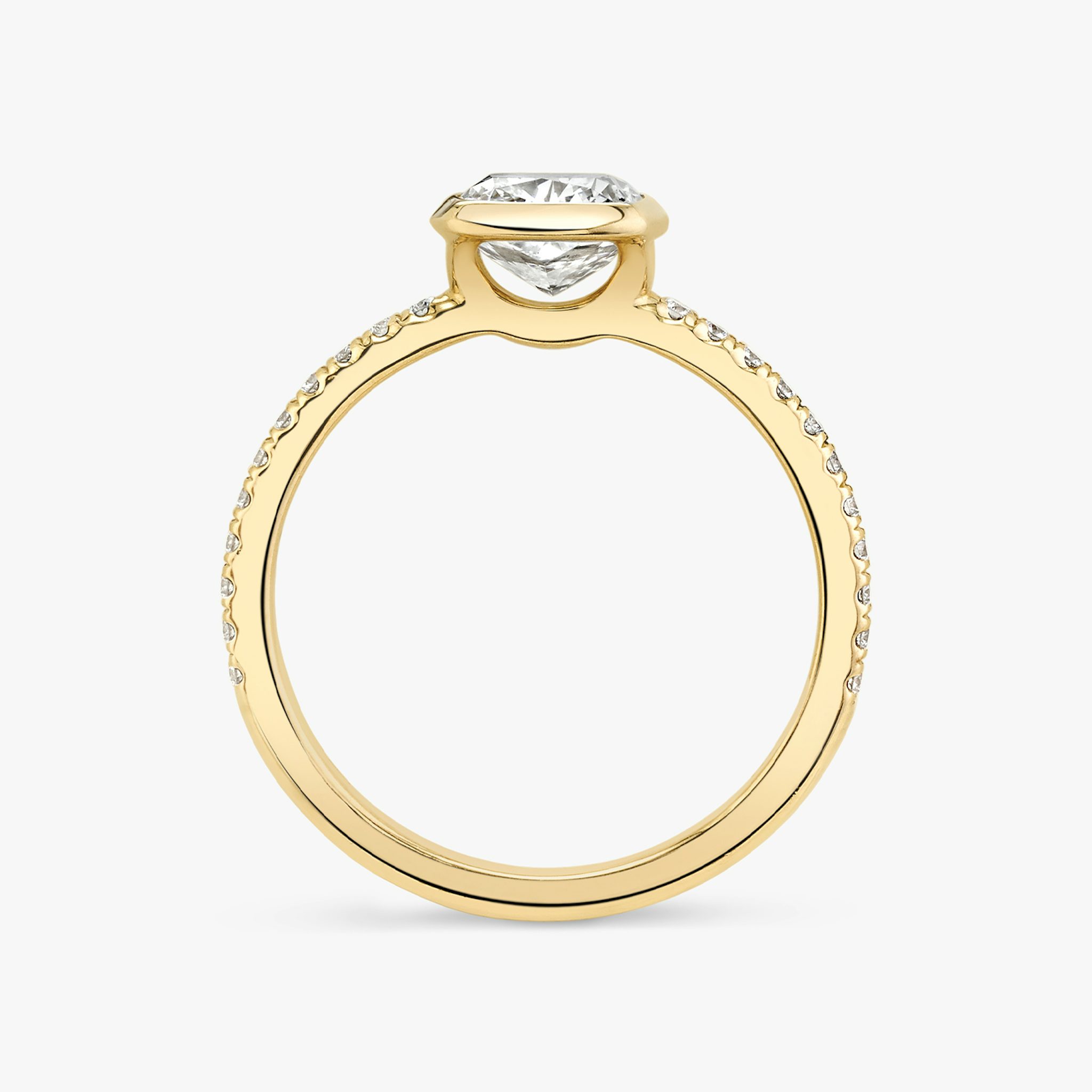 The Signature Bezel | Cushion | 18k | Yellow Gold | bandAccent: Pavé | diamondOrientation: vertical | caratWeight: other