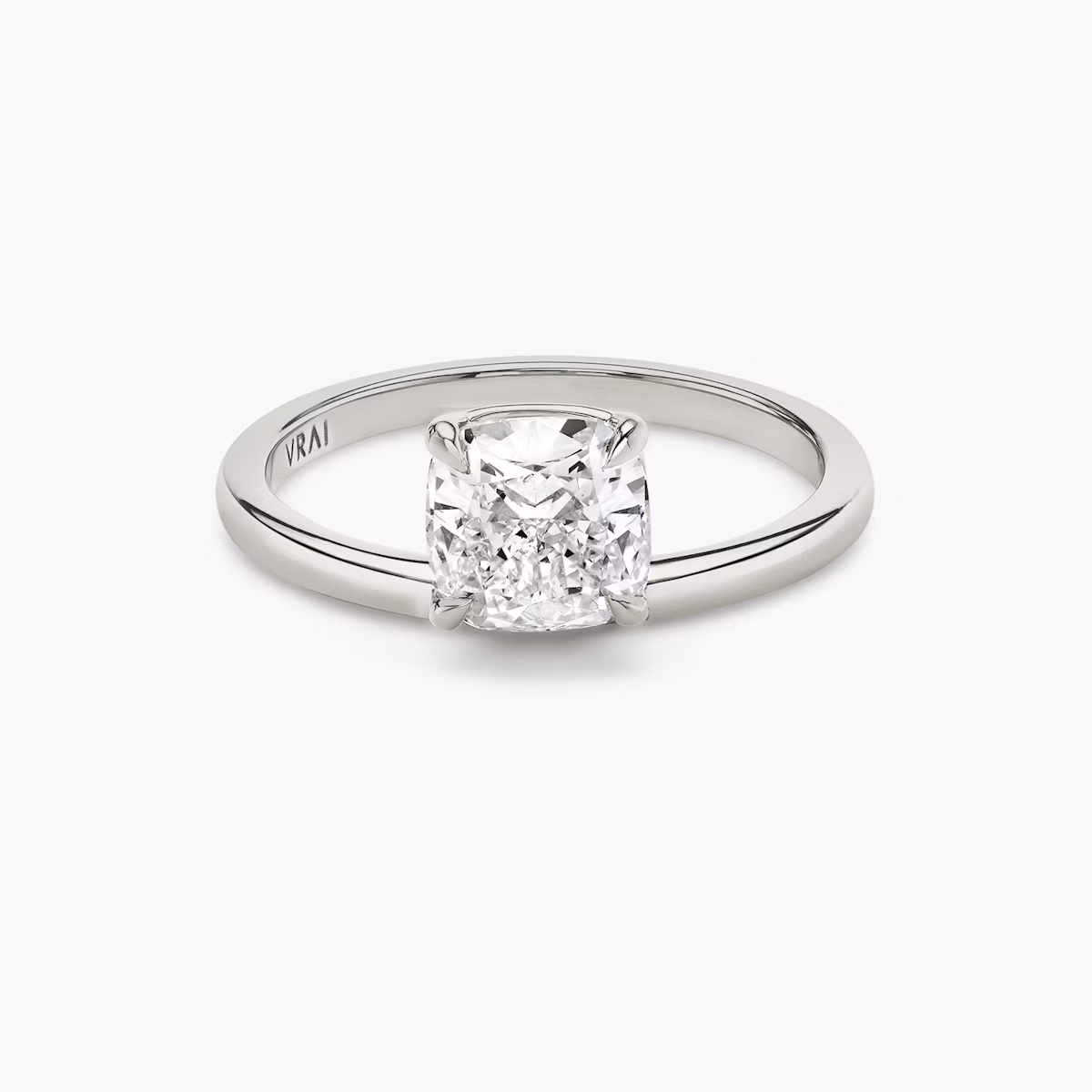 The Hover | Cushion | Platinum | bandAccent: Plain | diamondOrientation: vertical | caratWeight: other
