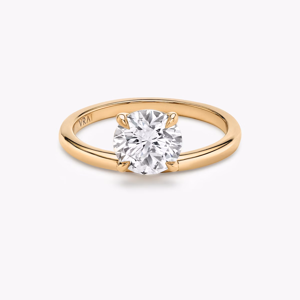 The Hover | Round Brilliant | 14k | Rose Gold | bandAccent: Plain | caratWeight: 2.0ct | diamondOrientation: vertical