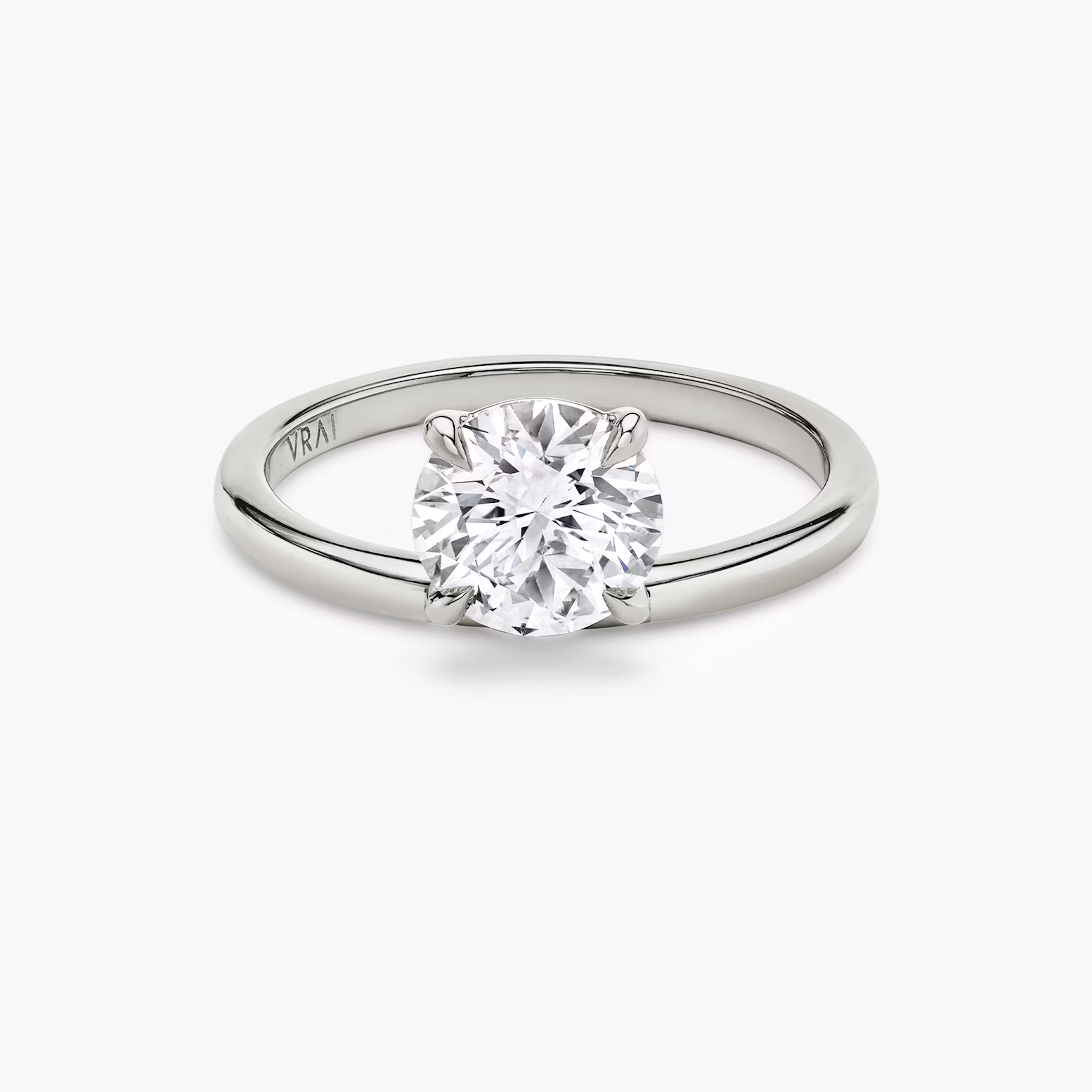 The Hover | Round Brilliant | 18k | White Gold | bandAccent: Plain | caratWeight: 1.0ct | diamondOrientation: vertical