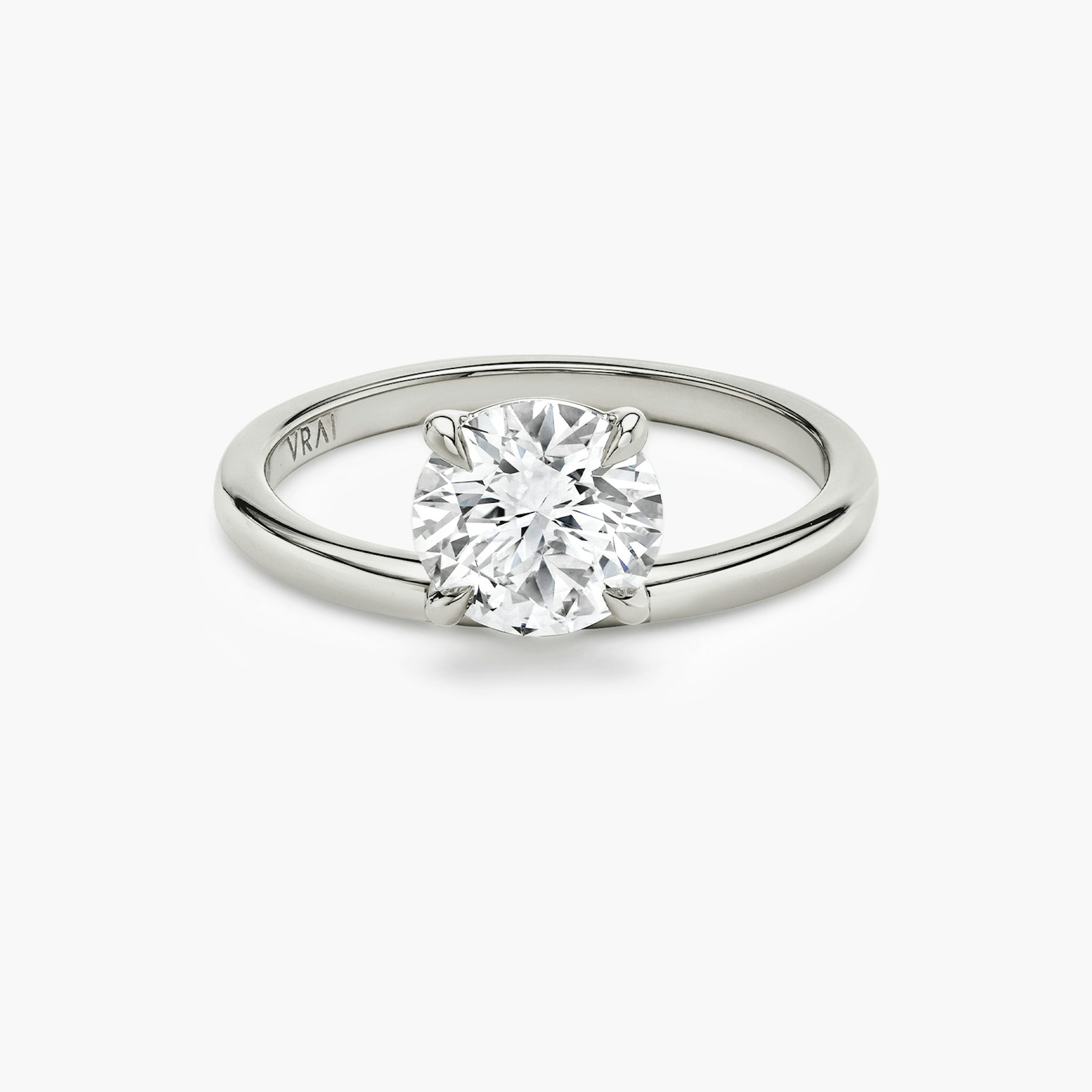 The Hover | Round Brilliant | 18k | White Gold | bandAccent: Plain | caratWeight: 1.0ct | diamondOrientation: vertical