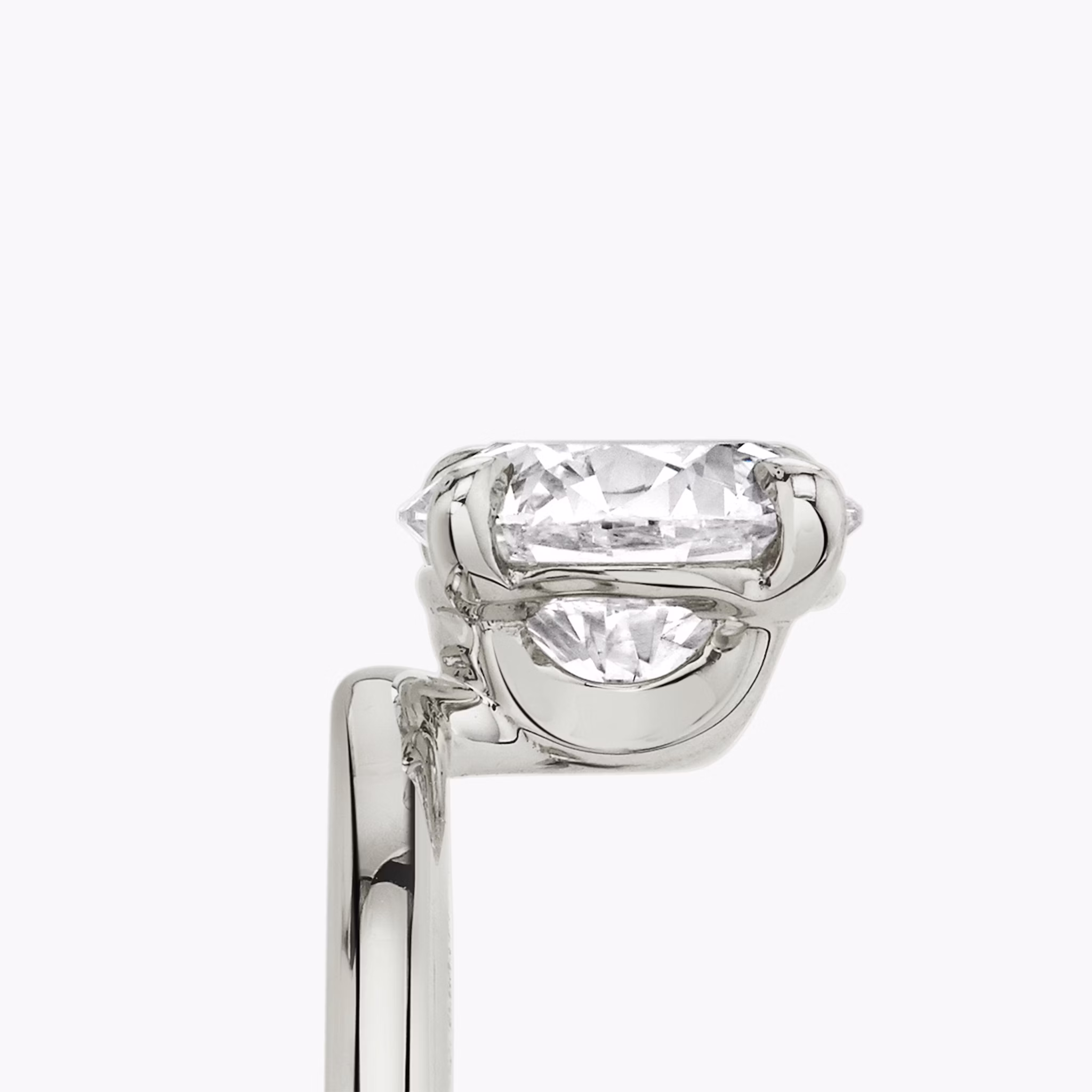 The Hover | Round Brilliant | 18k | White Gold | bandAccent: Plain | caratWeight: 1.0ct | diamondOrientation: vertical