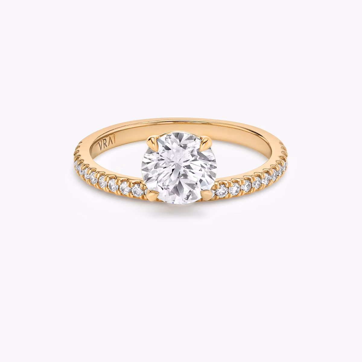 The Hover | Round Brilliant | 14k | Rose Gold | bandAccent: Pavé | caratWeight: 2.0ct | diamondOrientation: vertical