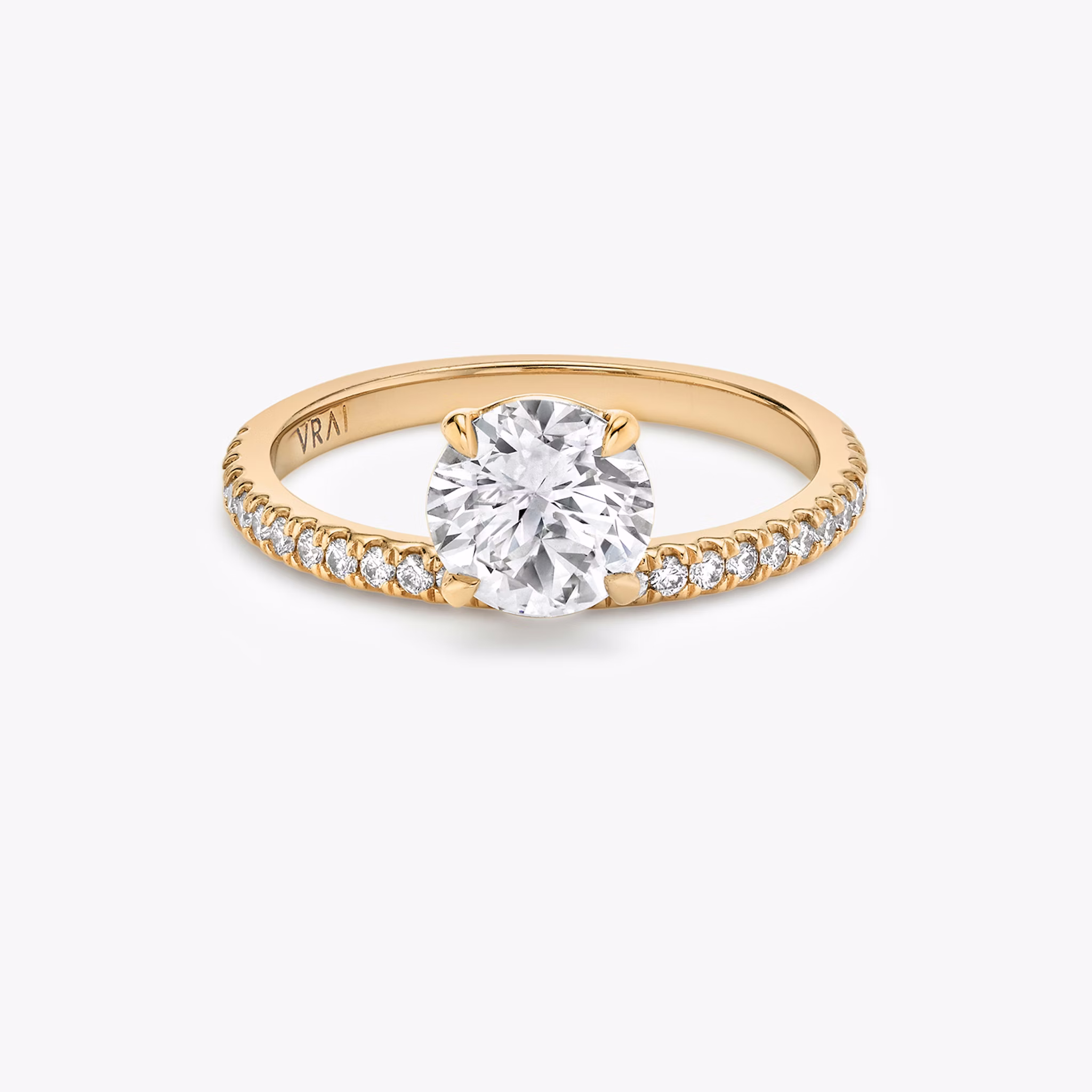 The Hover | Round Brilliant | 14k | Rose Gold | bandAccent: Pavé | caratWeight: 1.0ct | diamondOrientation: vertical