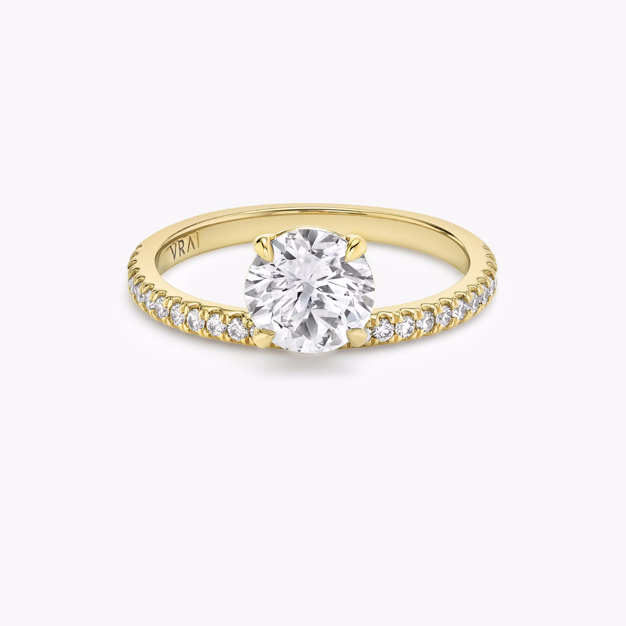 The Hover | Round Brilliant | 18k | Yellow Gold | bandAccent: Pavé | caratWeight: other | diamondOrientation: vertical