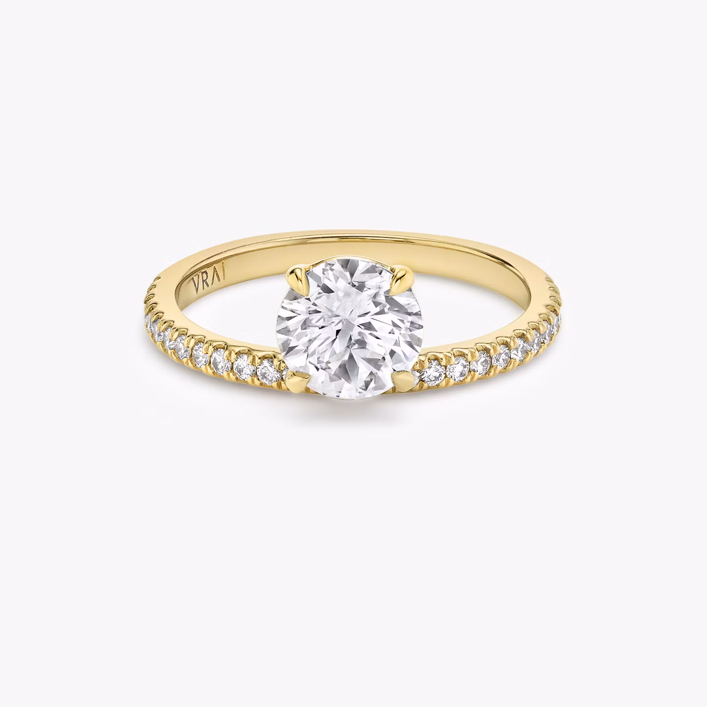The Hover | Round Brilliant | 18k | Yellow Gold | bandAccent: Pavé | caratWeight: 2.0ct | diamondOrientation: vertical