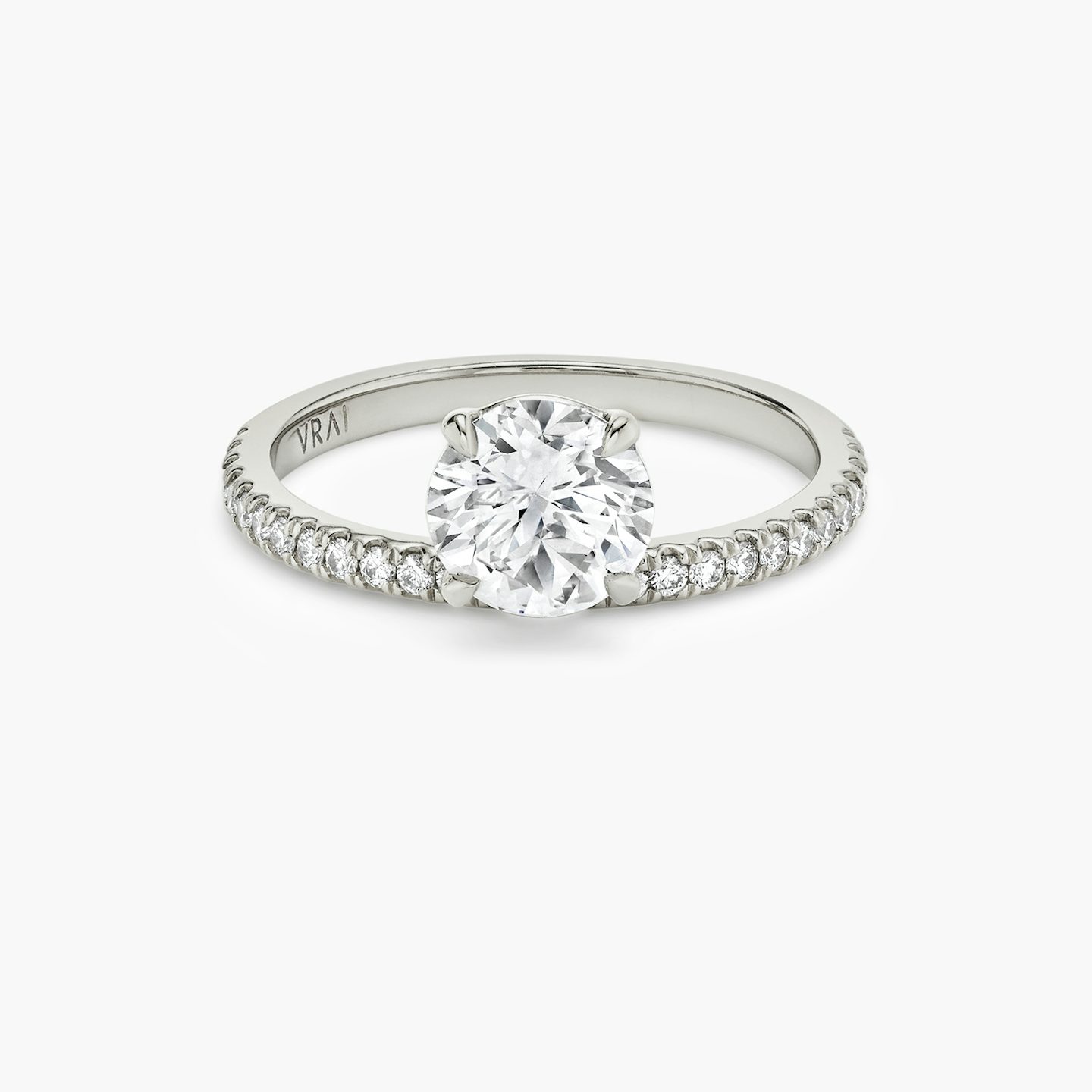 The Hover | Round Brilliant | 18k | White Gold | bandAccent: Pavé | caratWeight: other | diamondOrientation: vertical