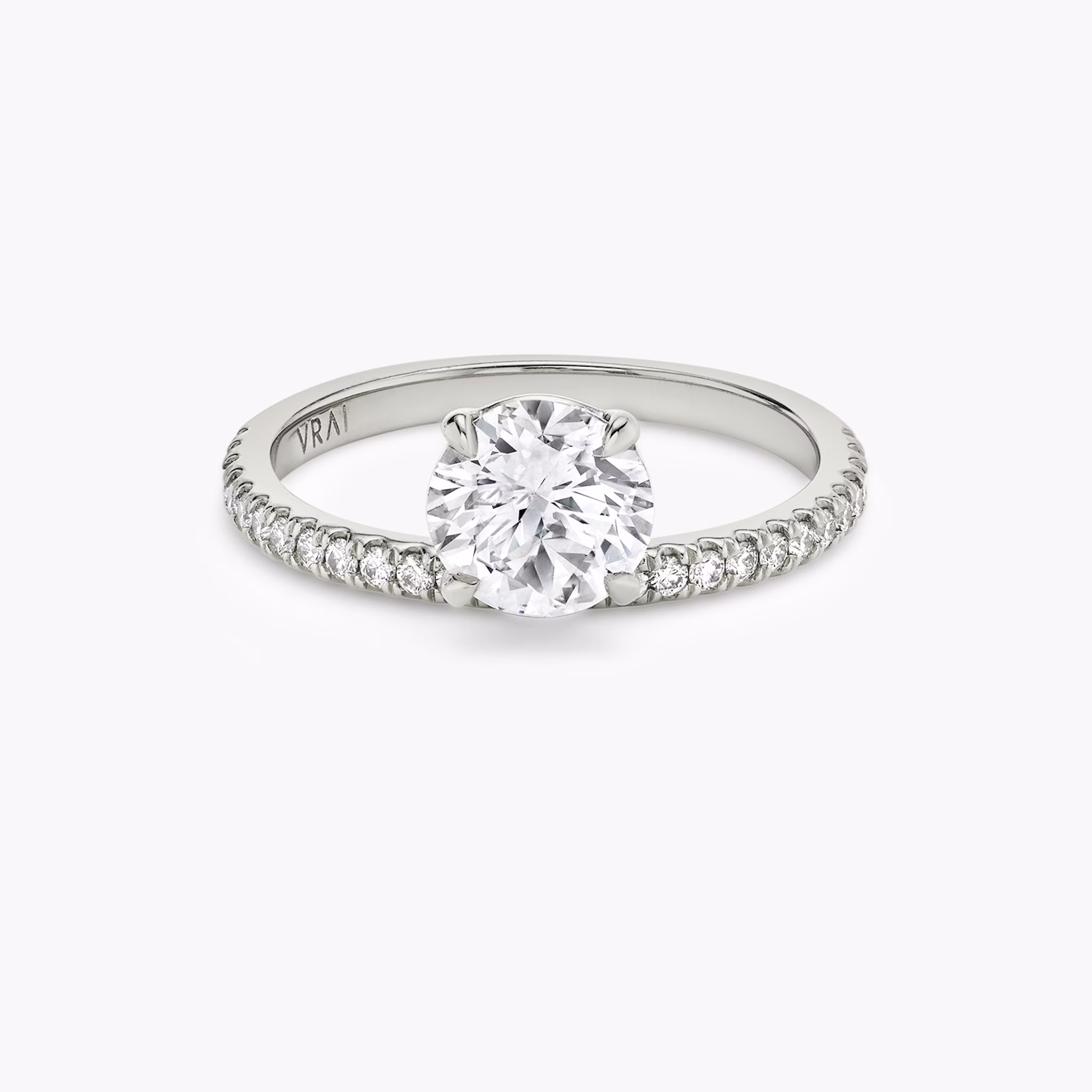 The Hover | Round Brilliant | Platinum | bandAccent: Pavé | caratWeight: other | diamondOrientation: vertical