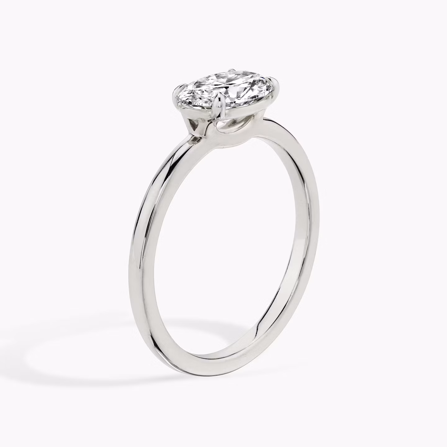 The Signature | Oval | 18k | White Gold | bandAccent: Plain | bandWidth: standard | diamondOrientation: horizontal | hiddenHalo: no | caratWeight: other