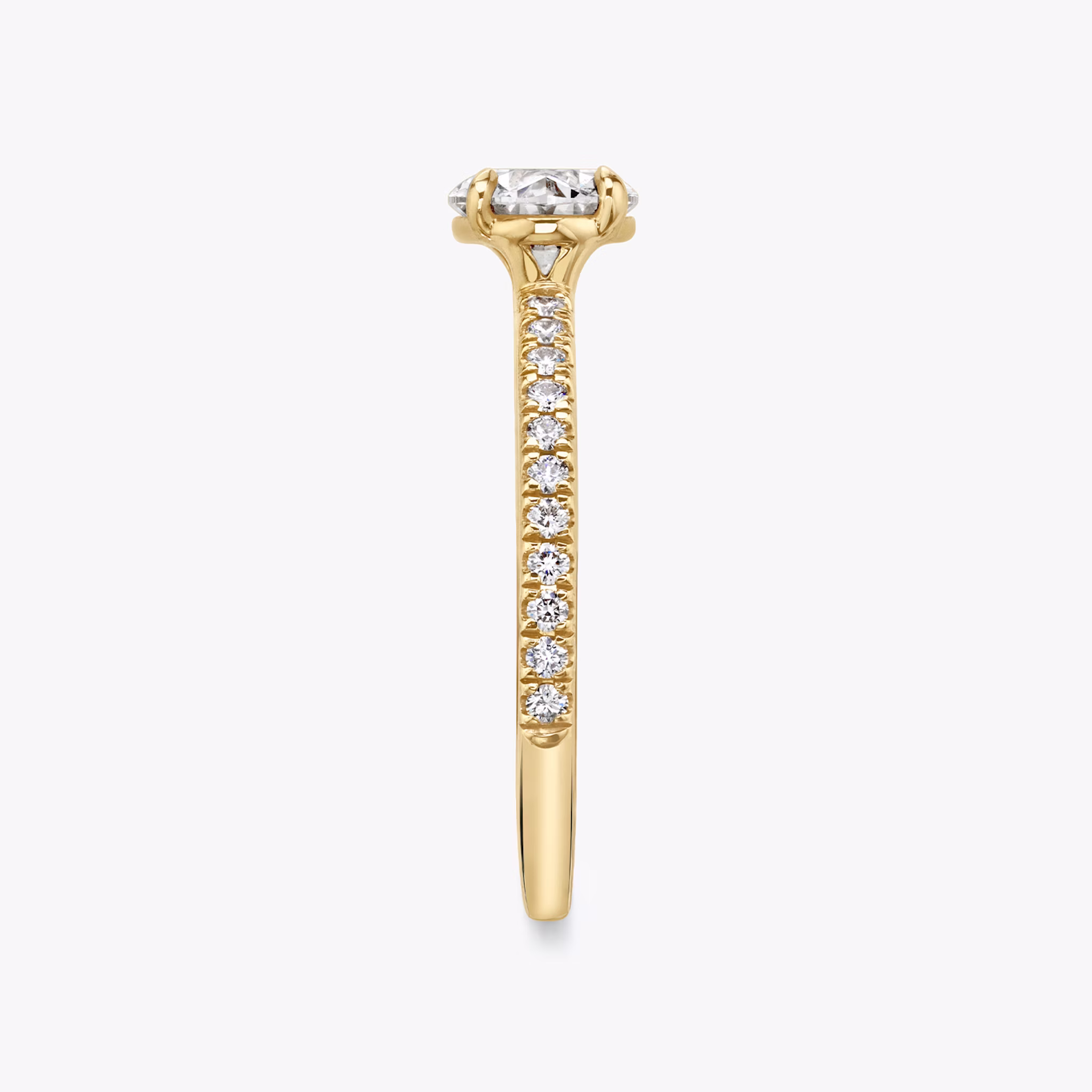 The Signature | Oval | 18k | Yellow Gold | bandAccent: Pavé | bandWidth: standard | diamondOrientation: horizontal | hiddenHalo: no | caratWeight: other
