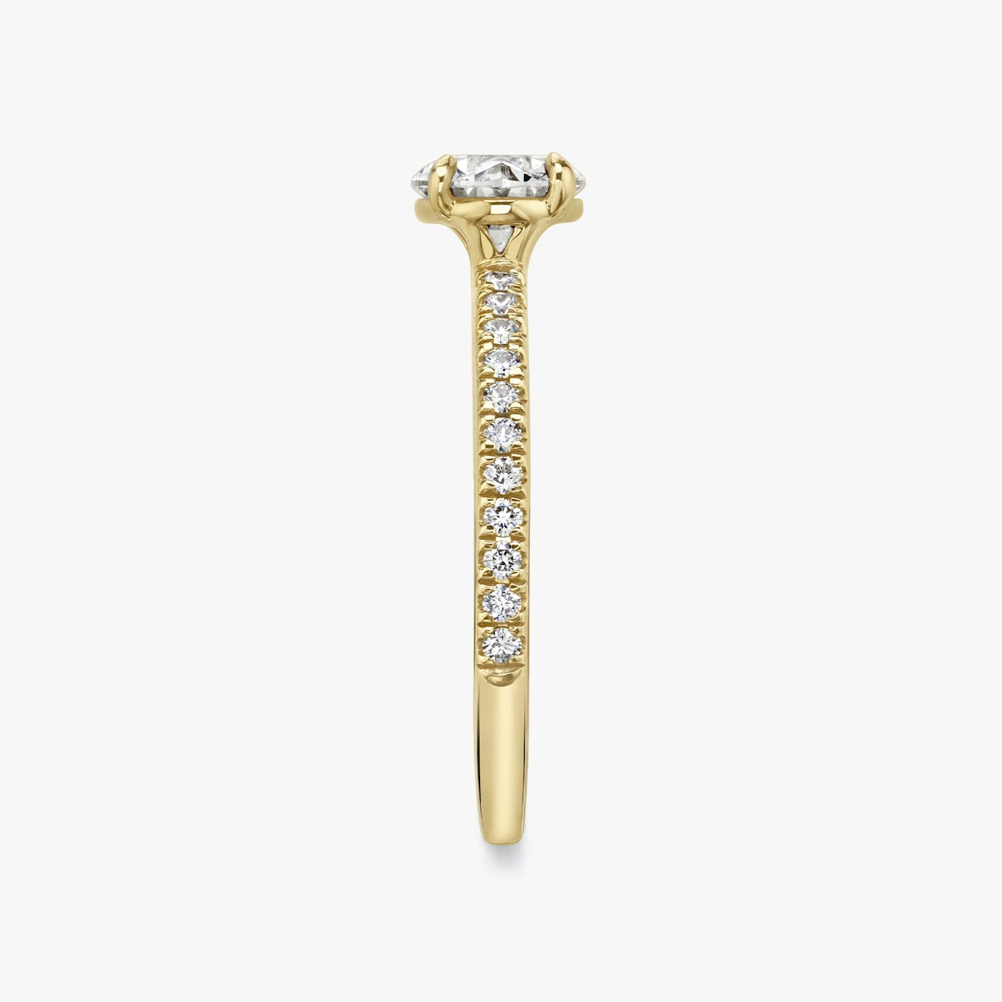 The Signature | Oval | 18k | Yellow Gold | bandAccent: Pavé | bandWidth: standard | diamondOrientation: horizontal | hiddenHalo: no | caratWeight: other