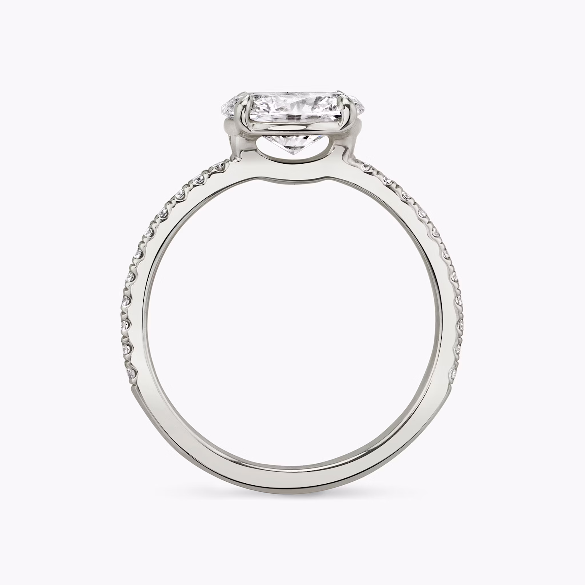 The Signature | Oval | 18k | White Gold | bandAccent: Pavé | bandWidth: standard | diamondOrientation: horizontal | hiddenHalo: no | caratWeight: other