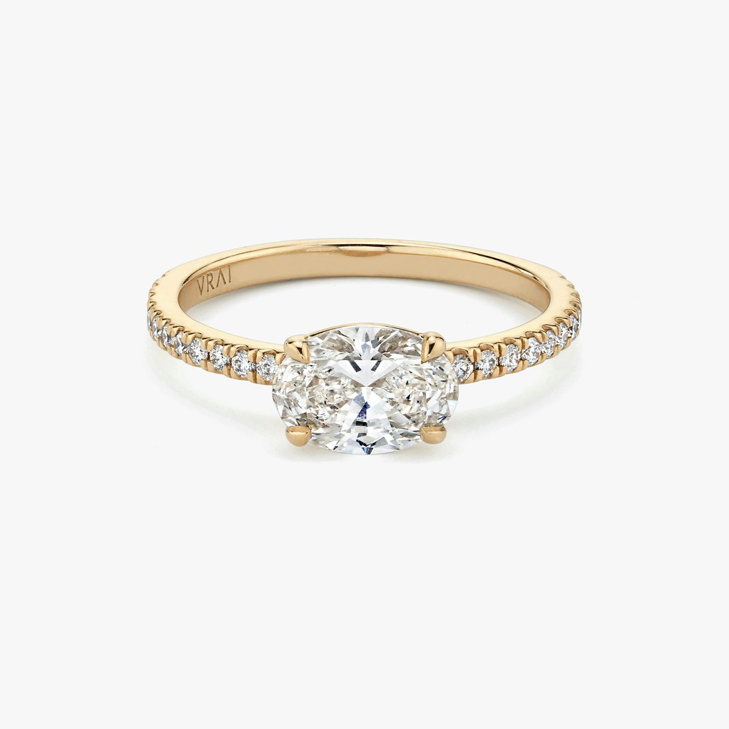 The Signature | Oval | 14k | Rose Gold | bandAccent: Pavé | bandWidth: standard | diamondOrientation: horizontal | hiddenHalo: no | caratWeight: other