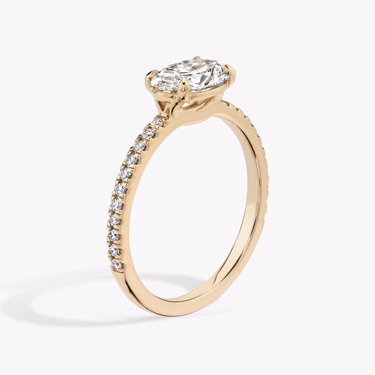 The Signature | Oval | 14k | Rose Gold | bandAccent: Pavé | bandWidth: standard | diamondOrientation: horizontal | hiddenHalo: no | caratWeight: other